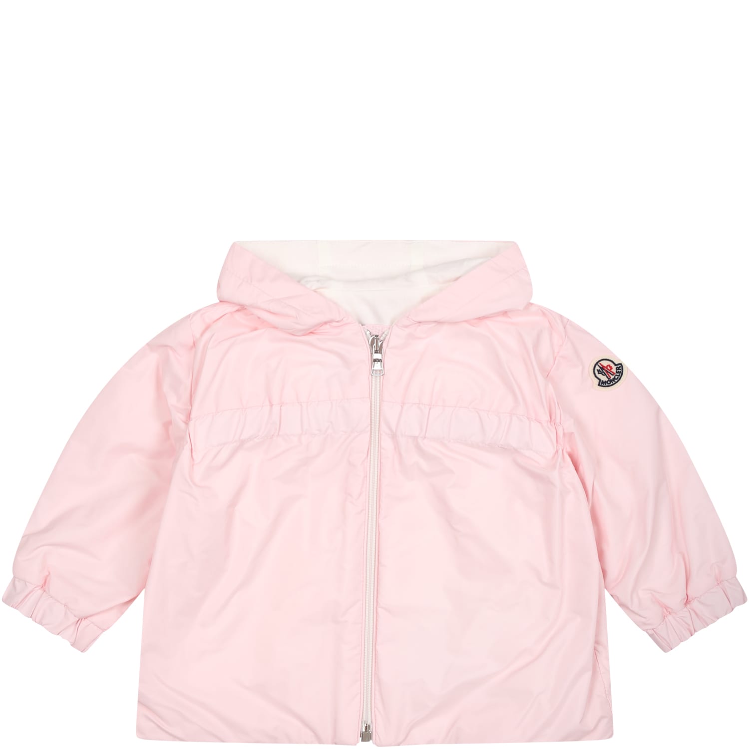 Moncler Windbreaker For Baby Girl With Logo In Pink