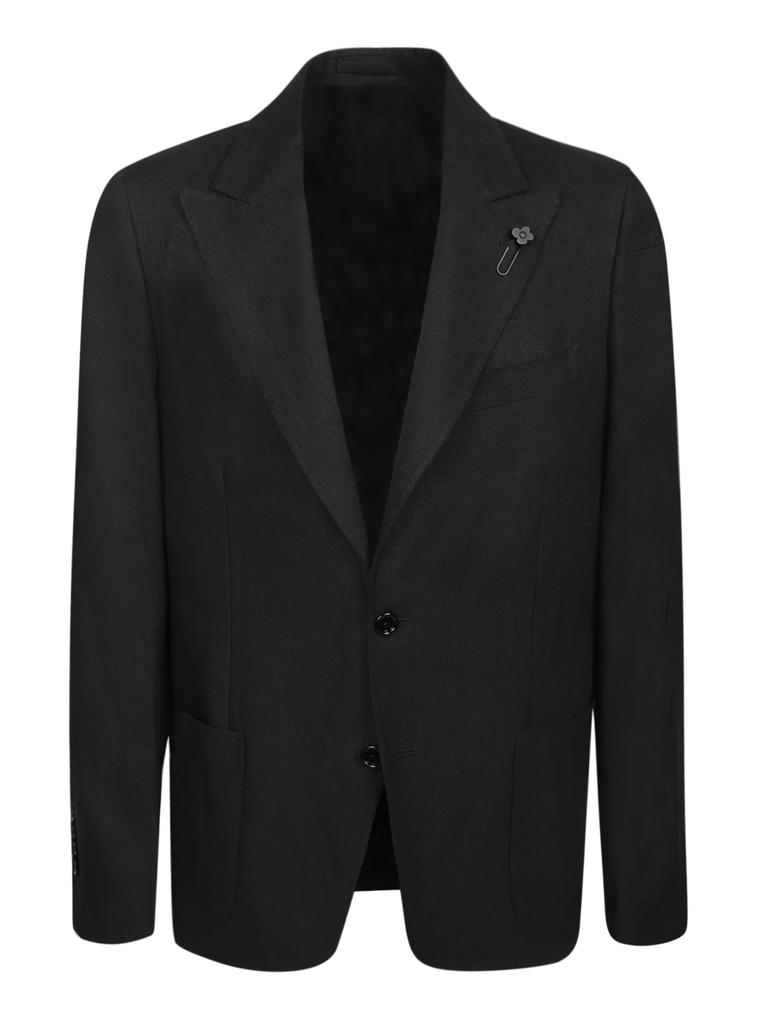 Lardini Tailored Black Suit With Two-button Jacket In Black