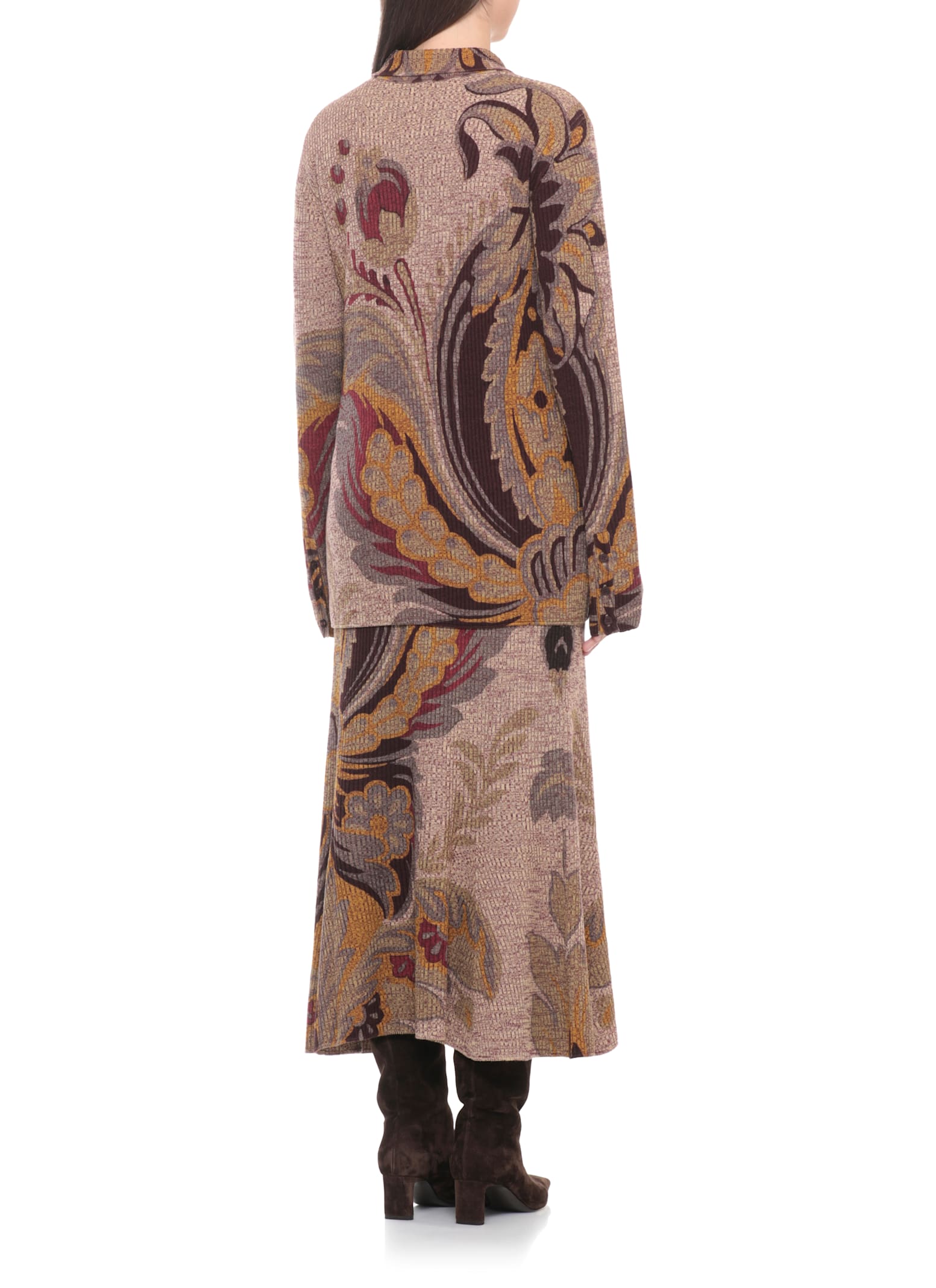 Etro Wool Cardigan In Brown