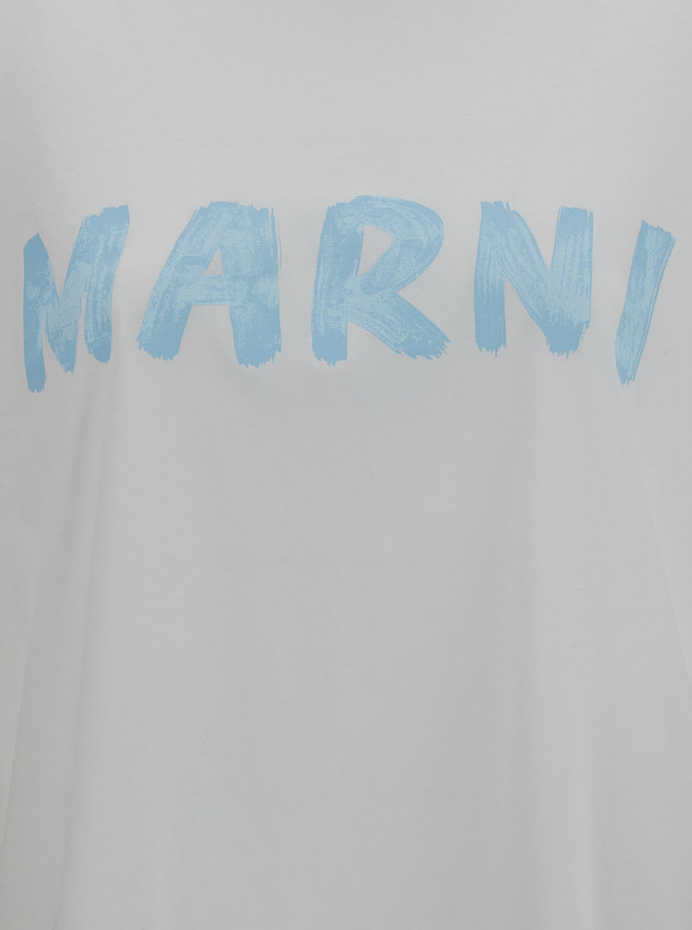 Shop Marni White Crewneck T-shirt With Logo Print In Cotton Woman