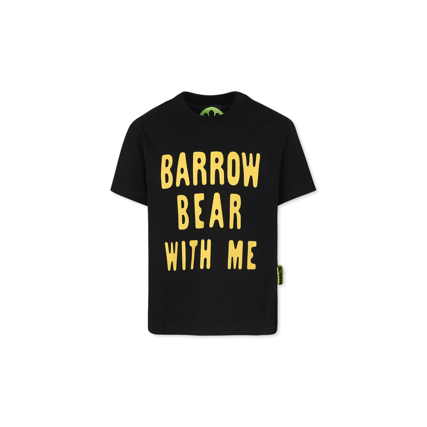 BARROW BLACK T-SHIRT FOR KIDS WITH LOGO AND BEAR 