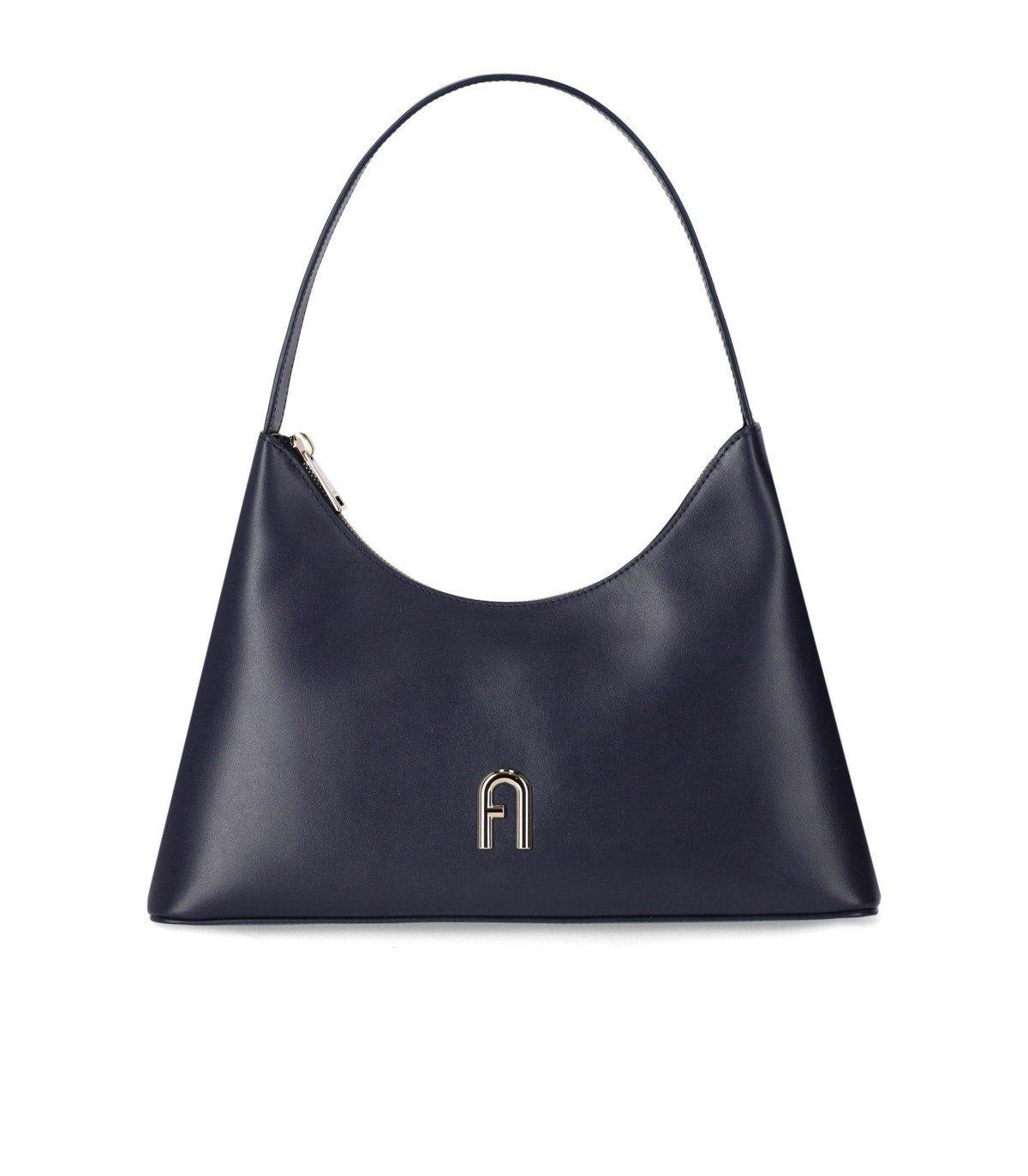 Shop Furla Diamante Logo Plaque Small Shoulder Bag In Blu