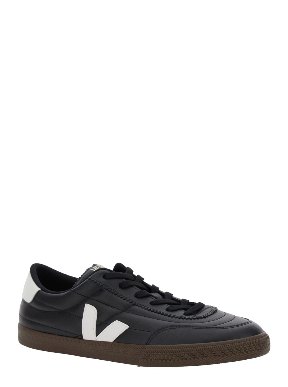 Veja Panenka Black Sneaker With Logo On The Side And Contrasting Heel In Leather Unisex In Black