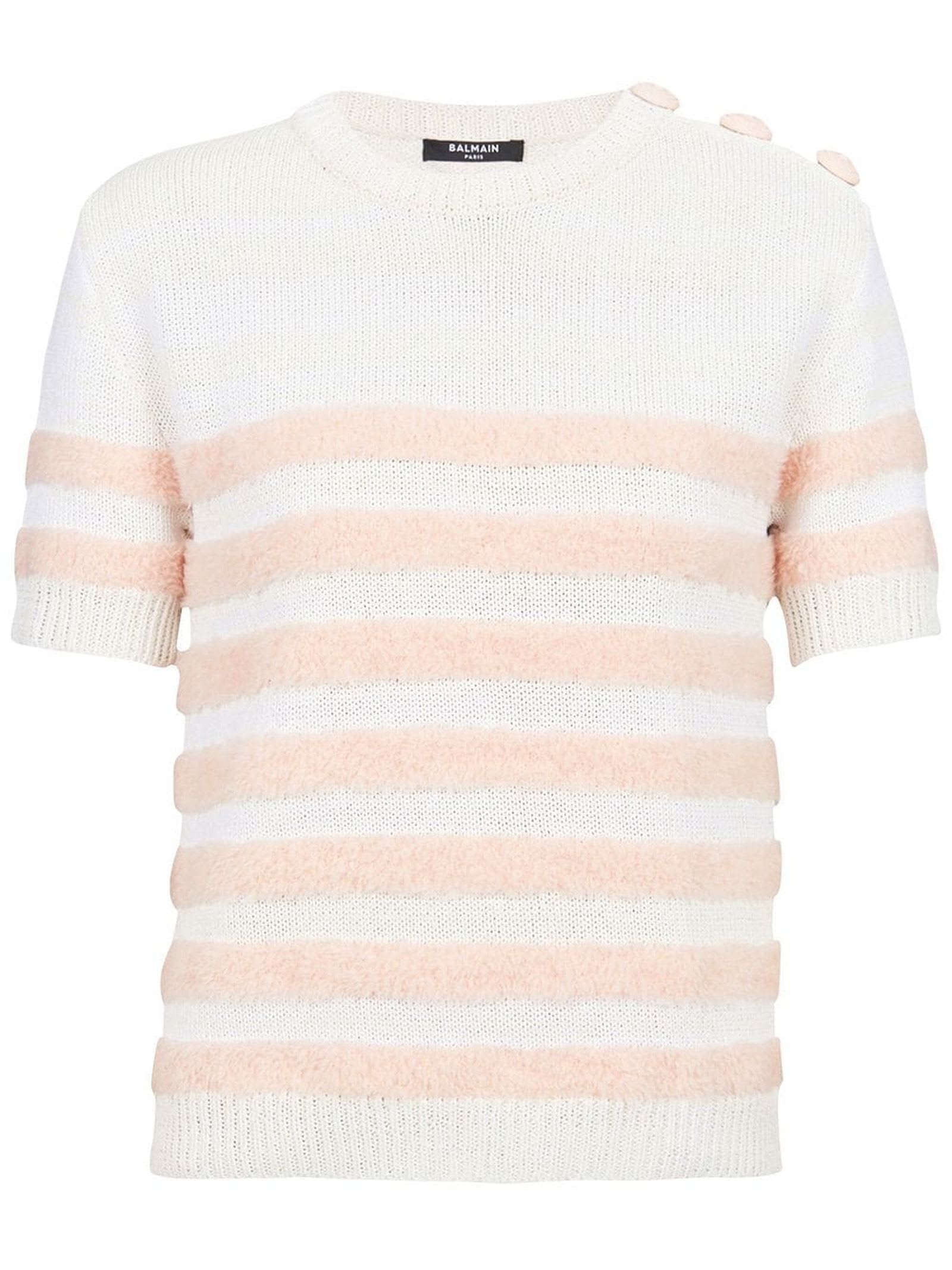 Balmain Pink Wool Blend Knit T-shirt