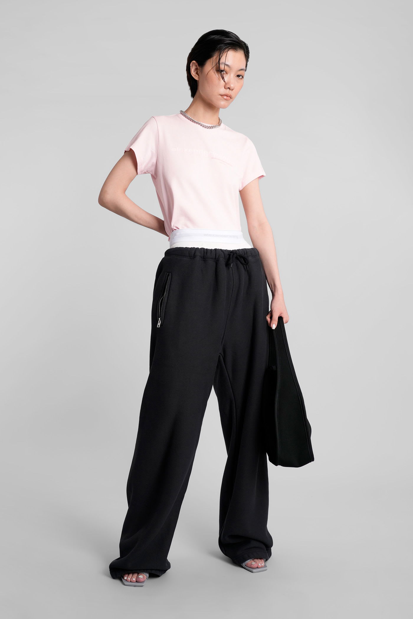 Alexander Wang T-shirt In Rose-pink Cotton In Multi