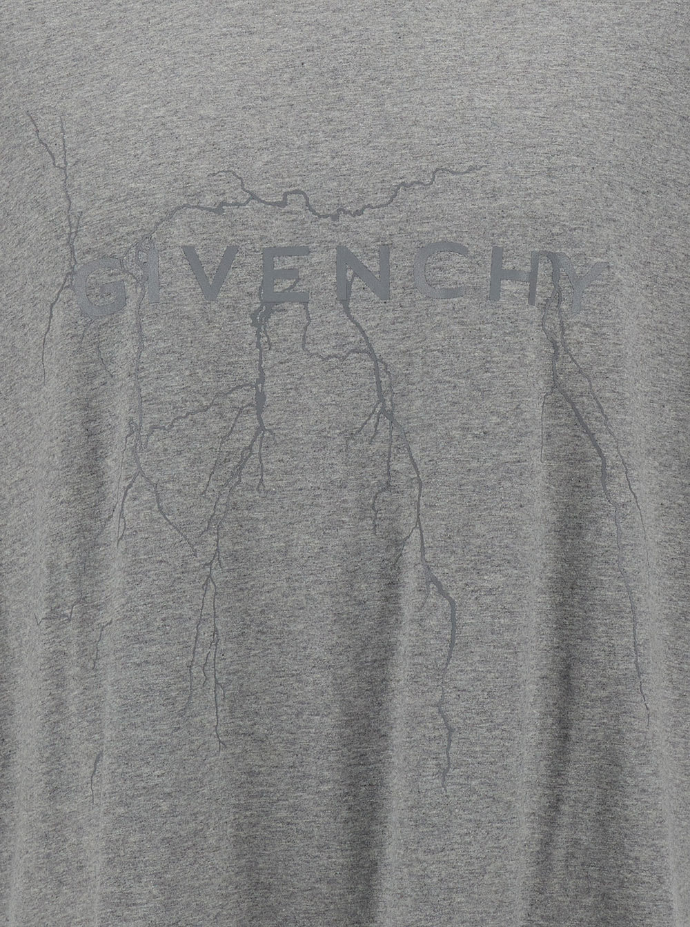 Shop Givenchy Grey T-shirt With Logo Print And Lighting Motif In Cotton Man