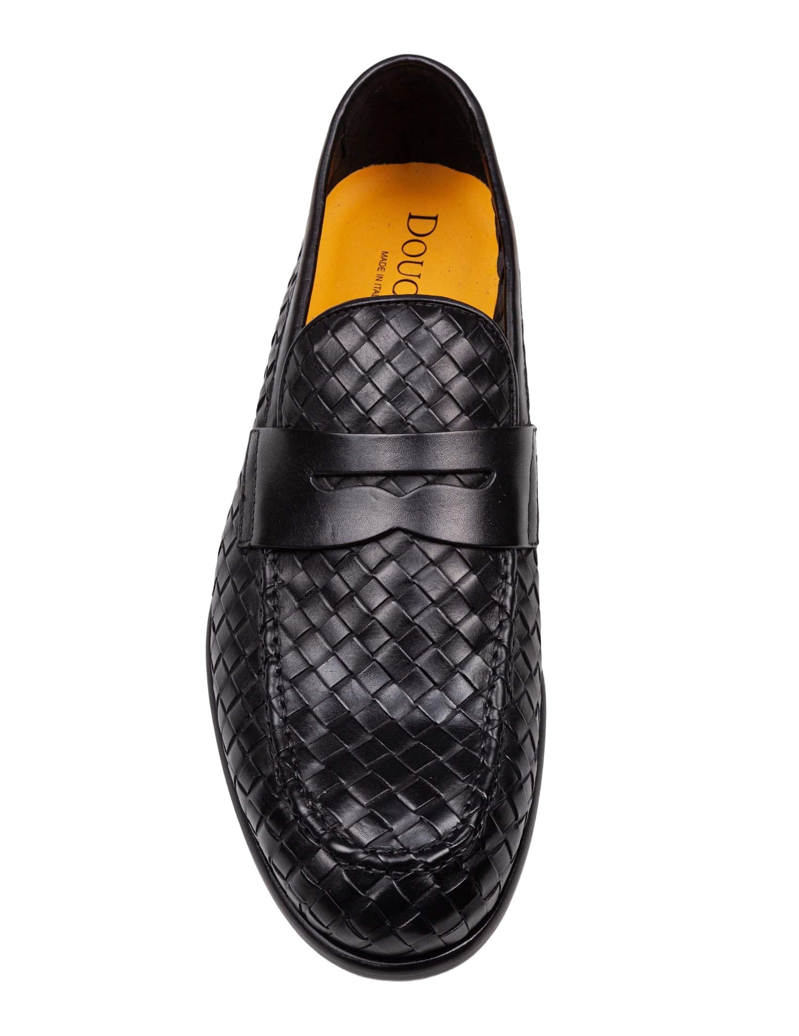 Doucal's Penny Adler Moccasin In Woven Leather In Black