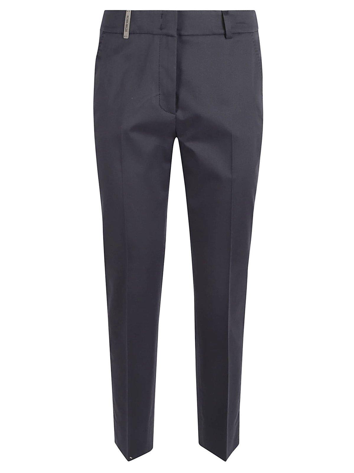 Shop Peserico Mid-rise Stretched Tailored Trousers In Blue