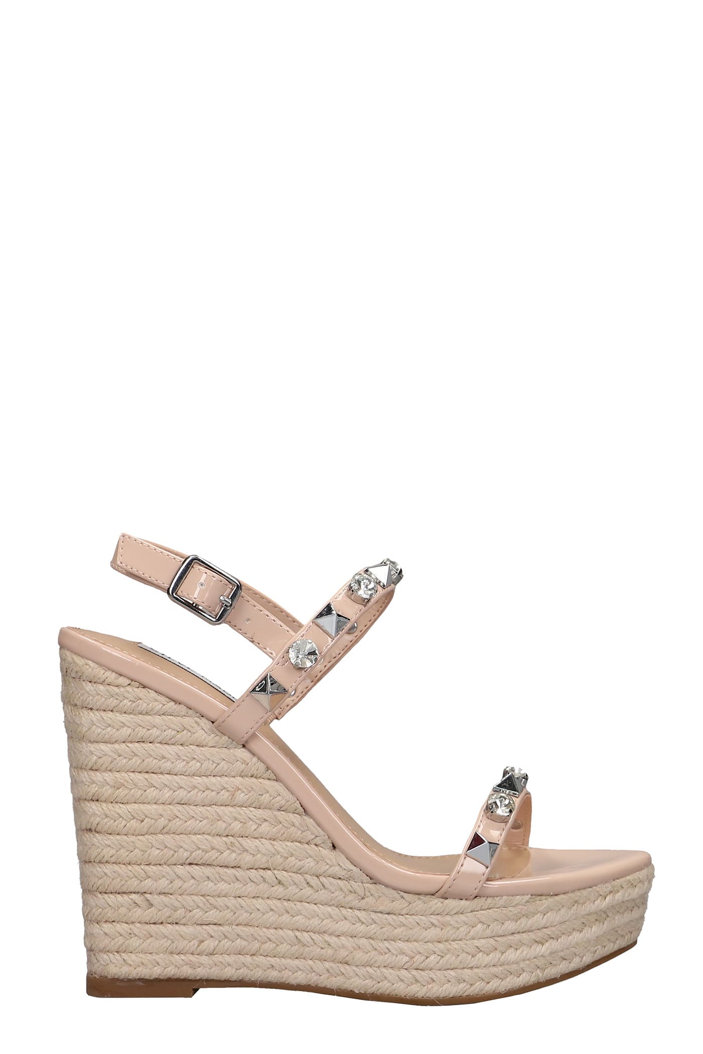 Steve Madden Prime Time Wedges In Powder Patent Leather
