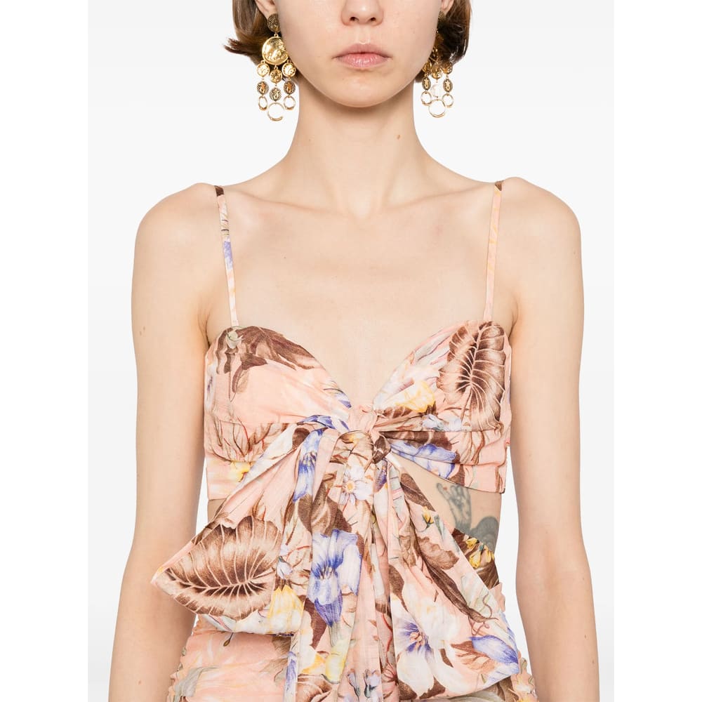 Zimmermann Coco Bow Front Mini Dress In Pink