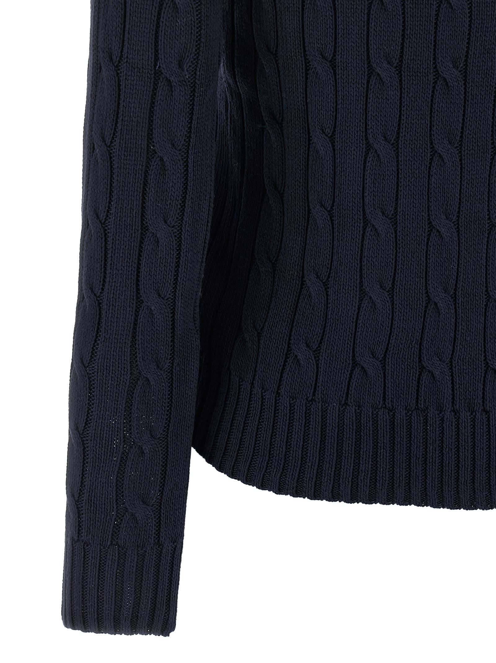 Ralph Lauren Braided Cotton Sweater In Brown