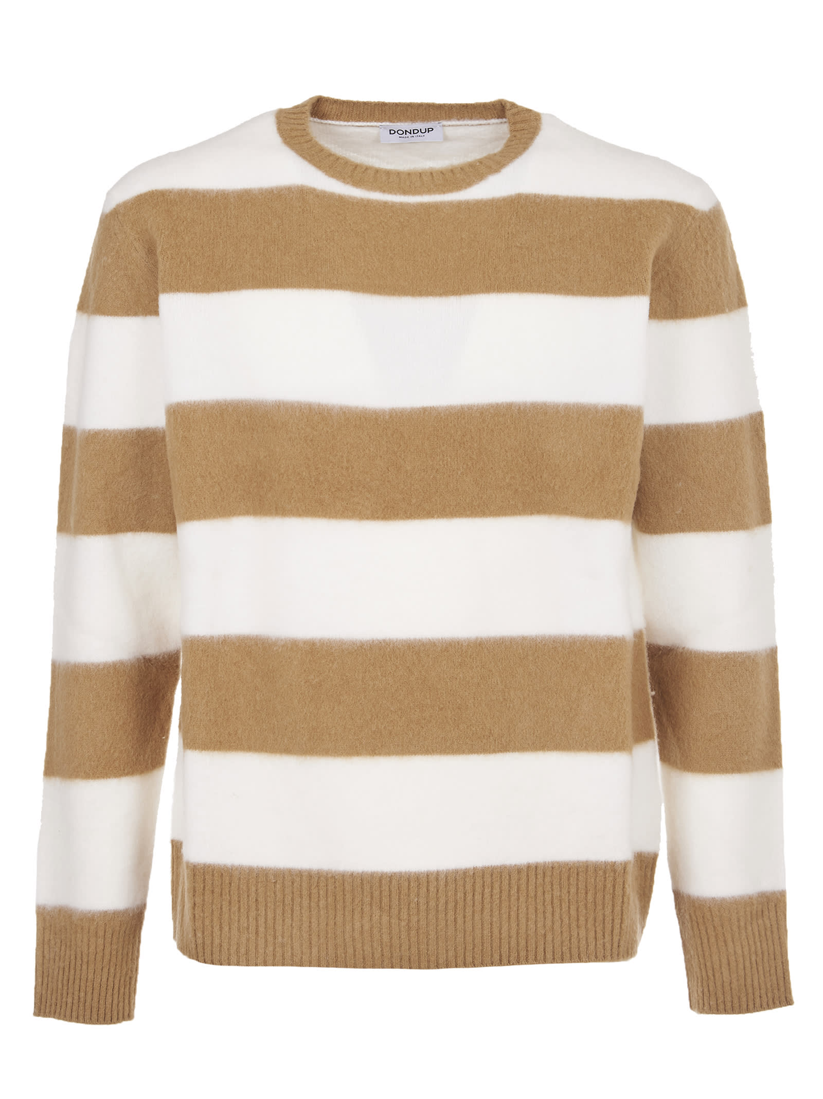 Dondup White And Camel Striped Sweater