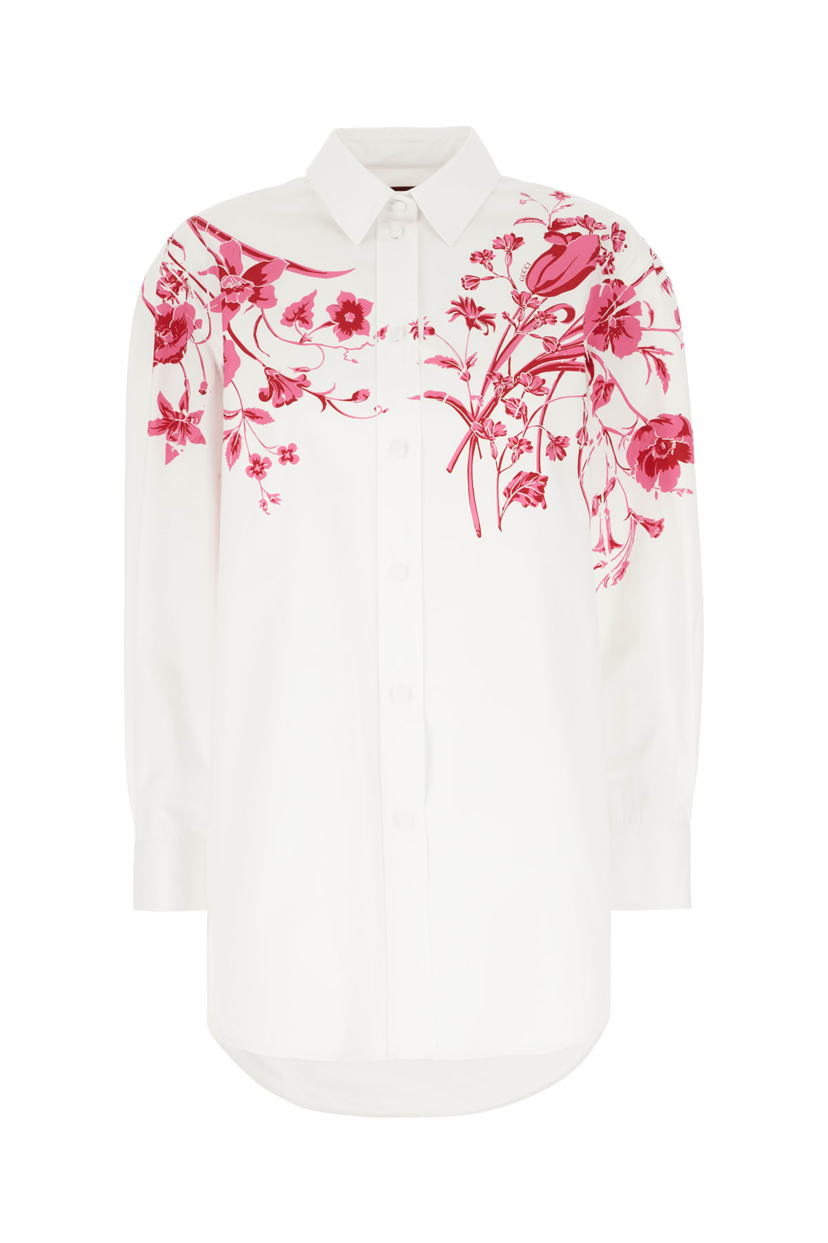 Shop Gucci White Poplin Oversize Shirt In White Mix