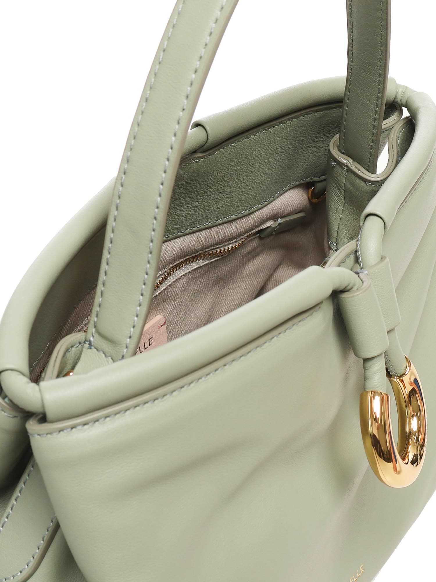 Coccinelle Metal-ring Leather Tote Bag In Green