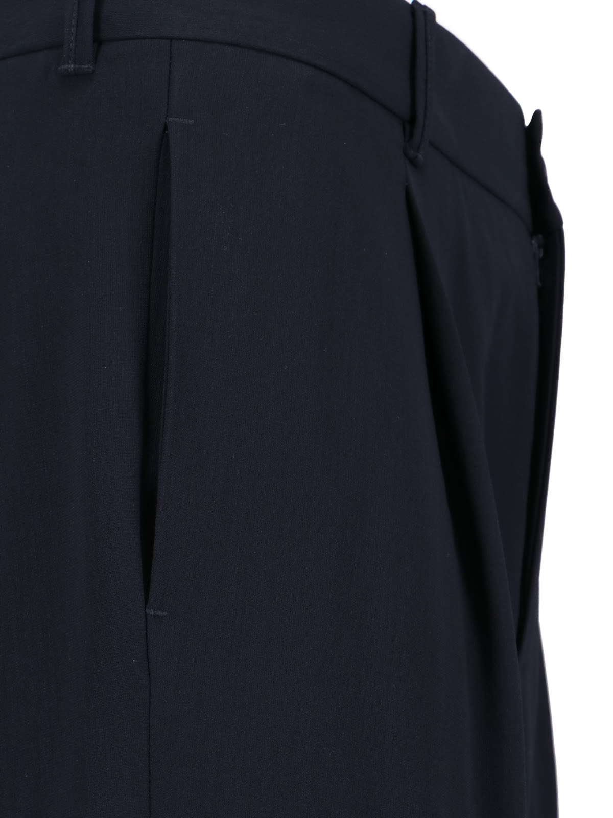 Shop Giorgio Armani Virgin Wool Straight Pants In Blue