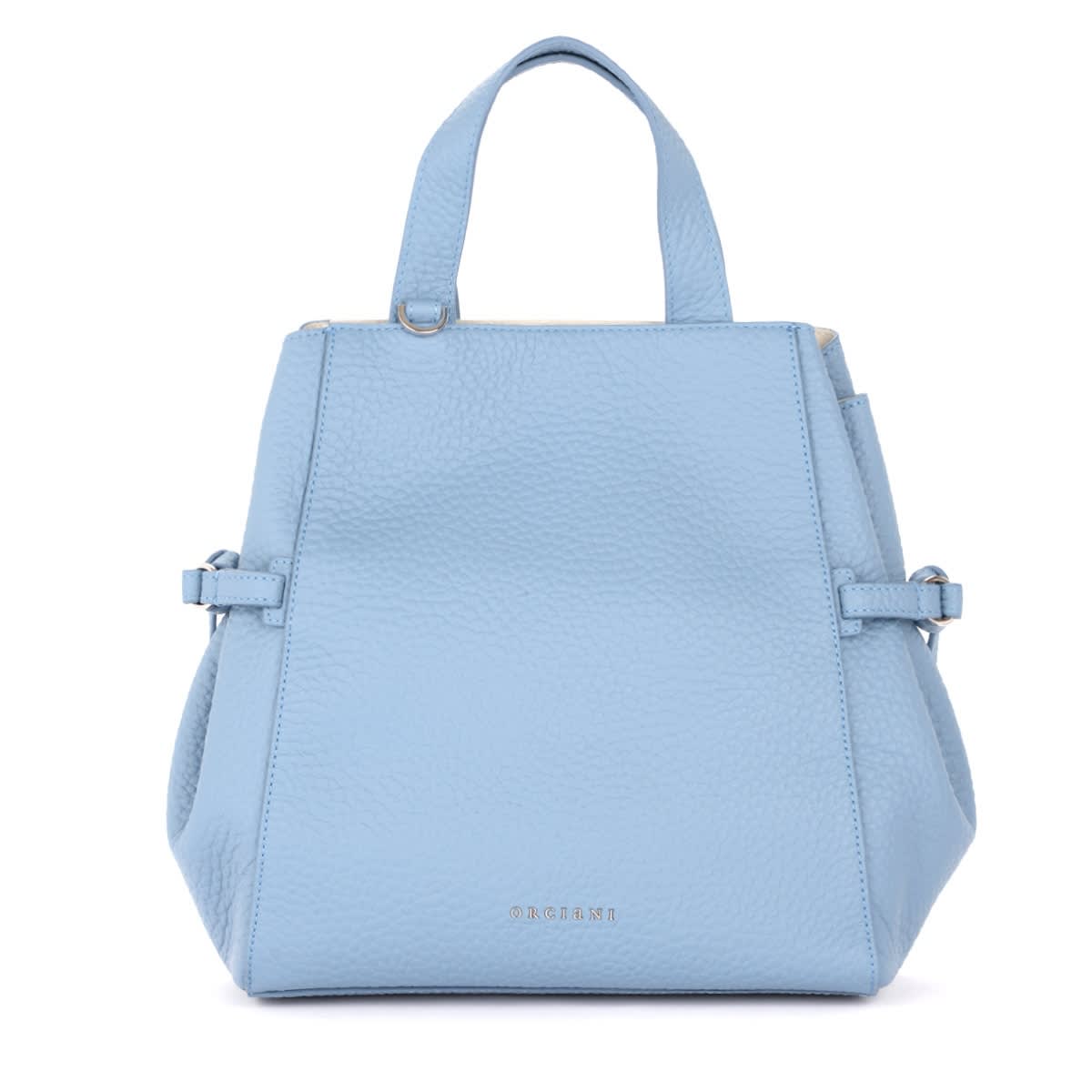 ORCIANI SHOULDER BAG IN BLUE GRAINED LEATHER,11285140
