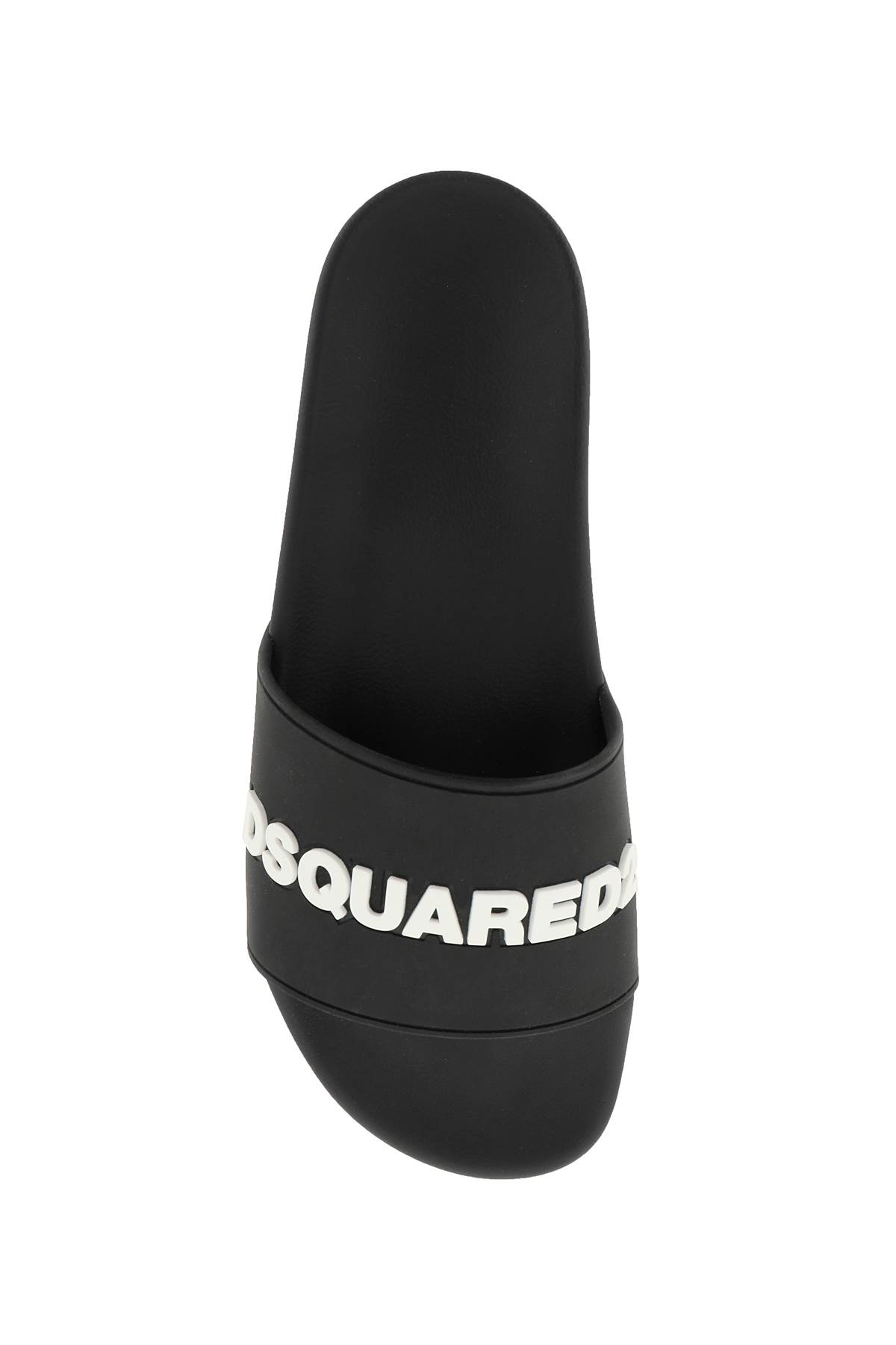 Shop Dsquared2 Logo Rubber Slides In Nero