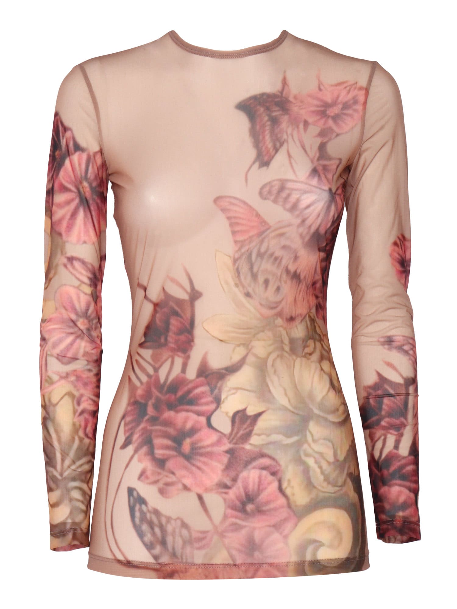 Shop Alberta Ferretti Floral Tattoo Print T-shirt In Pink