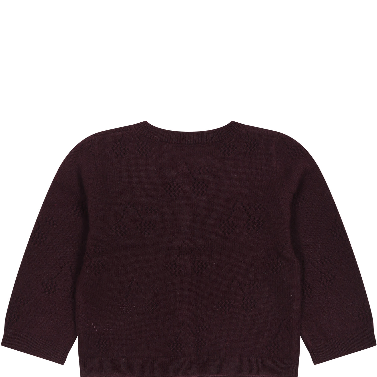 Shop Bonpoint Burgundy Cardigan For Baby Girl With Cherries In Bordeaux