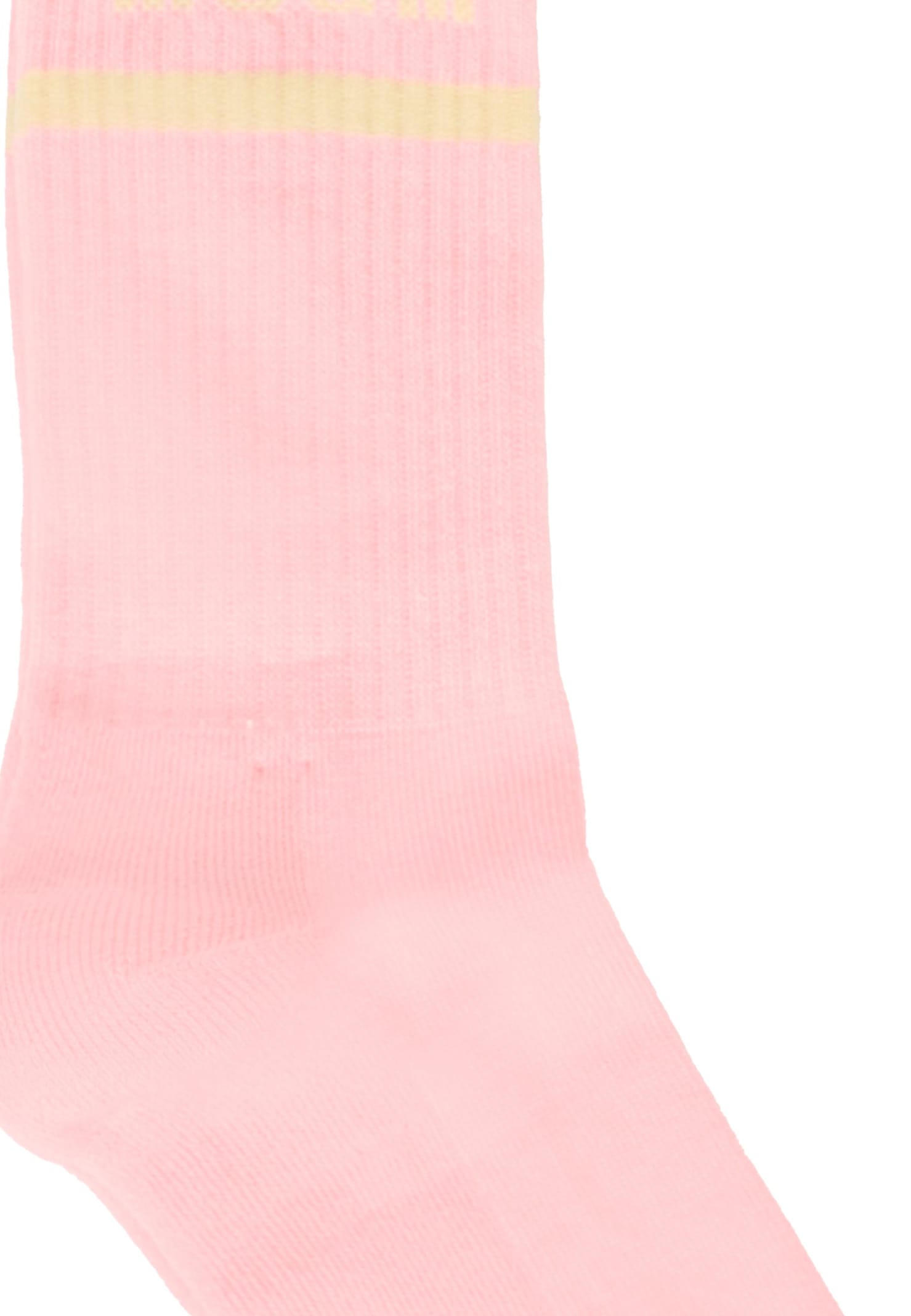 Msgm Logo-embroidered Socks In Pink