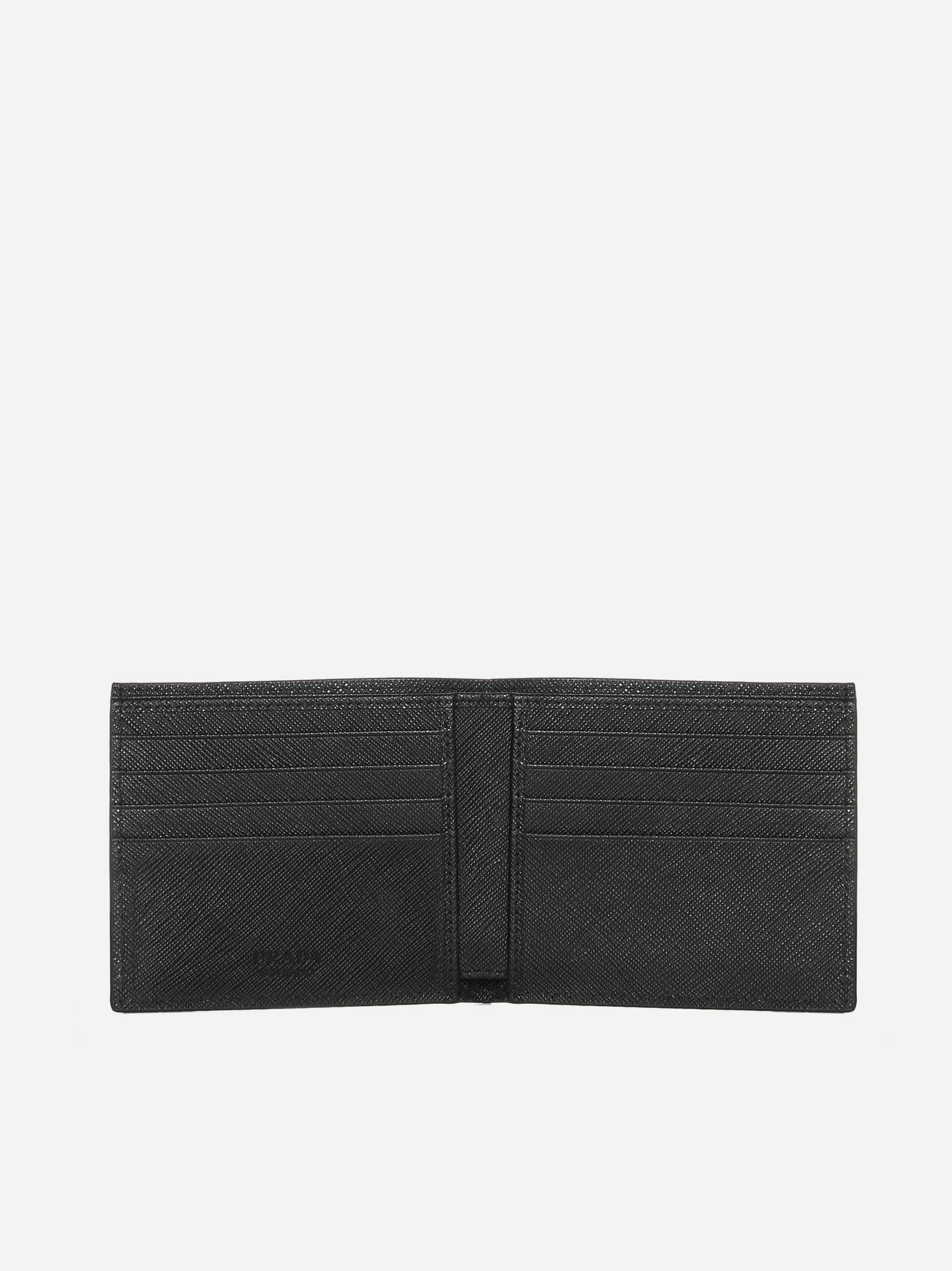 Shop Prada Saffiano Leather Bifold Wallet In Black