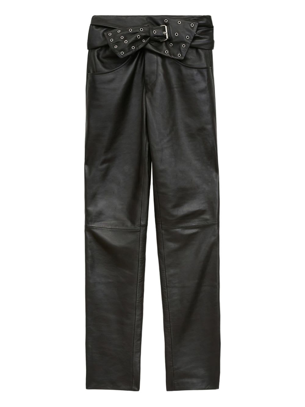 Isabel Marant Leather Trousers Featuring Belted Waist In Multi