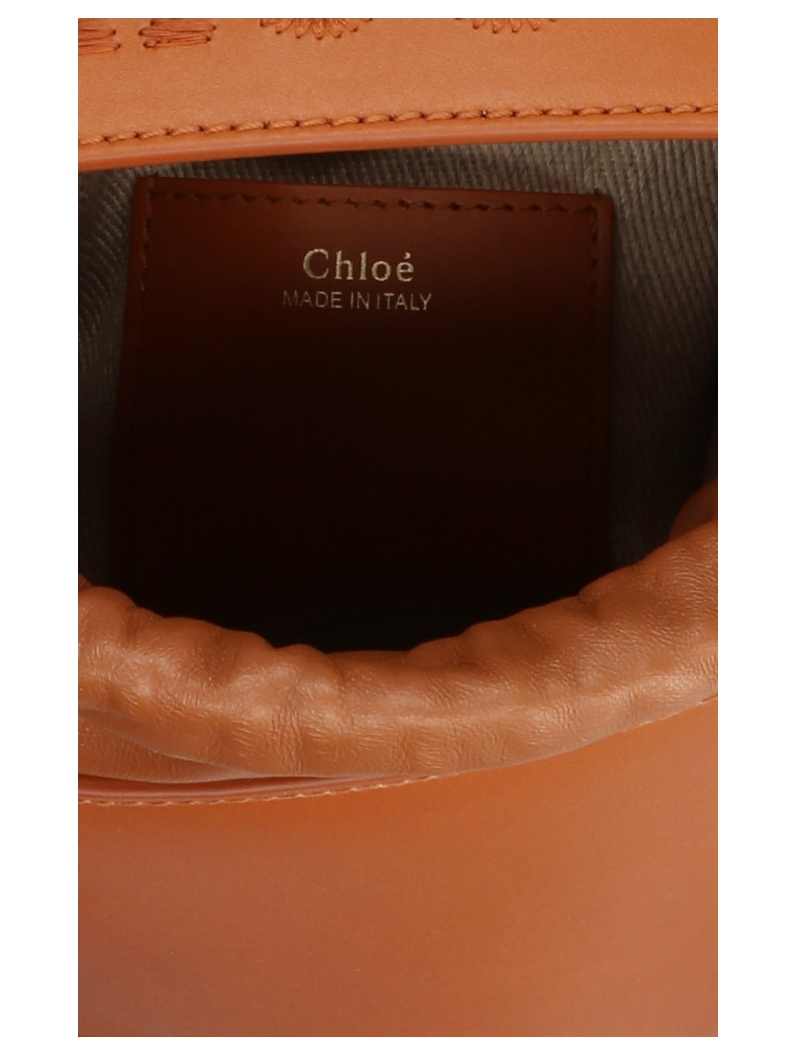 Shop Chloé Leather Bucket Bag In Caramello