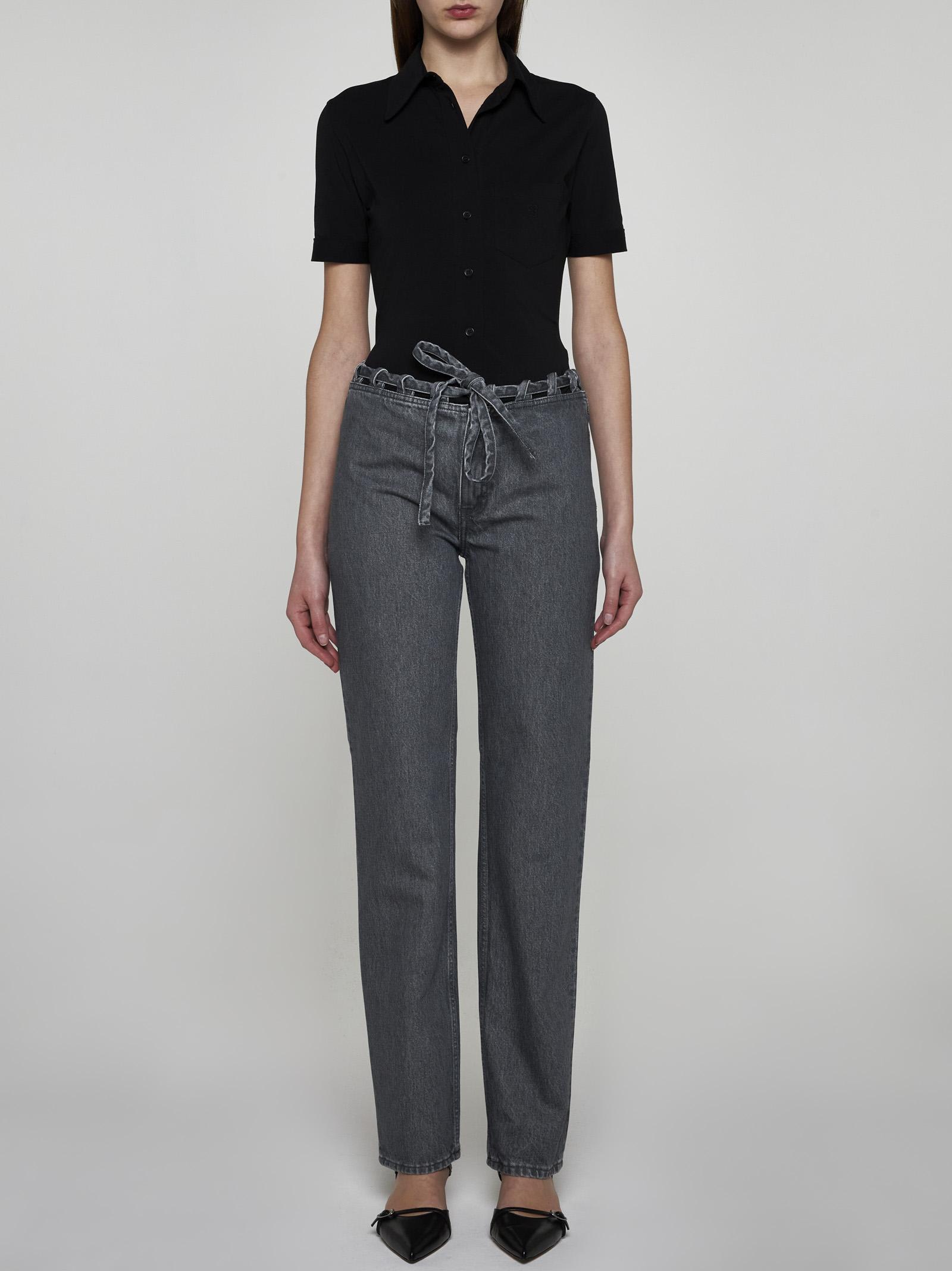 Shop Filippa K Lace Waist Jeans In Mid Grey W