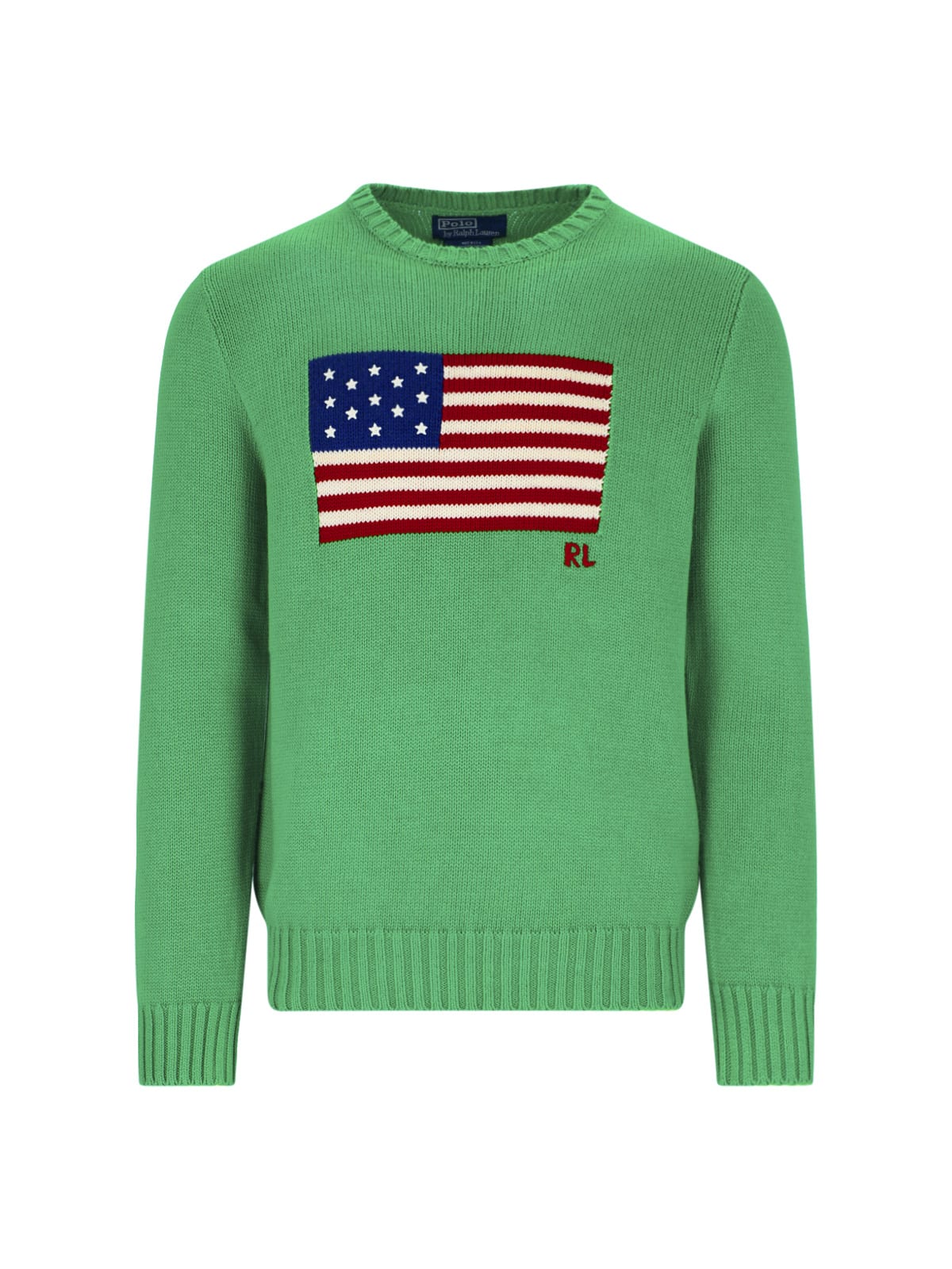 Shop Polo Ralph Lauren Iconic Embroidery Sweater In Green