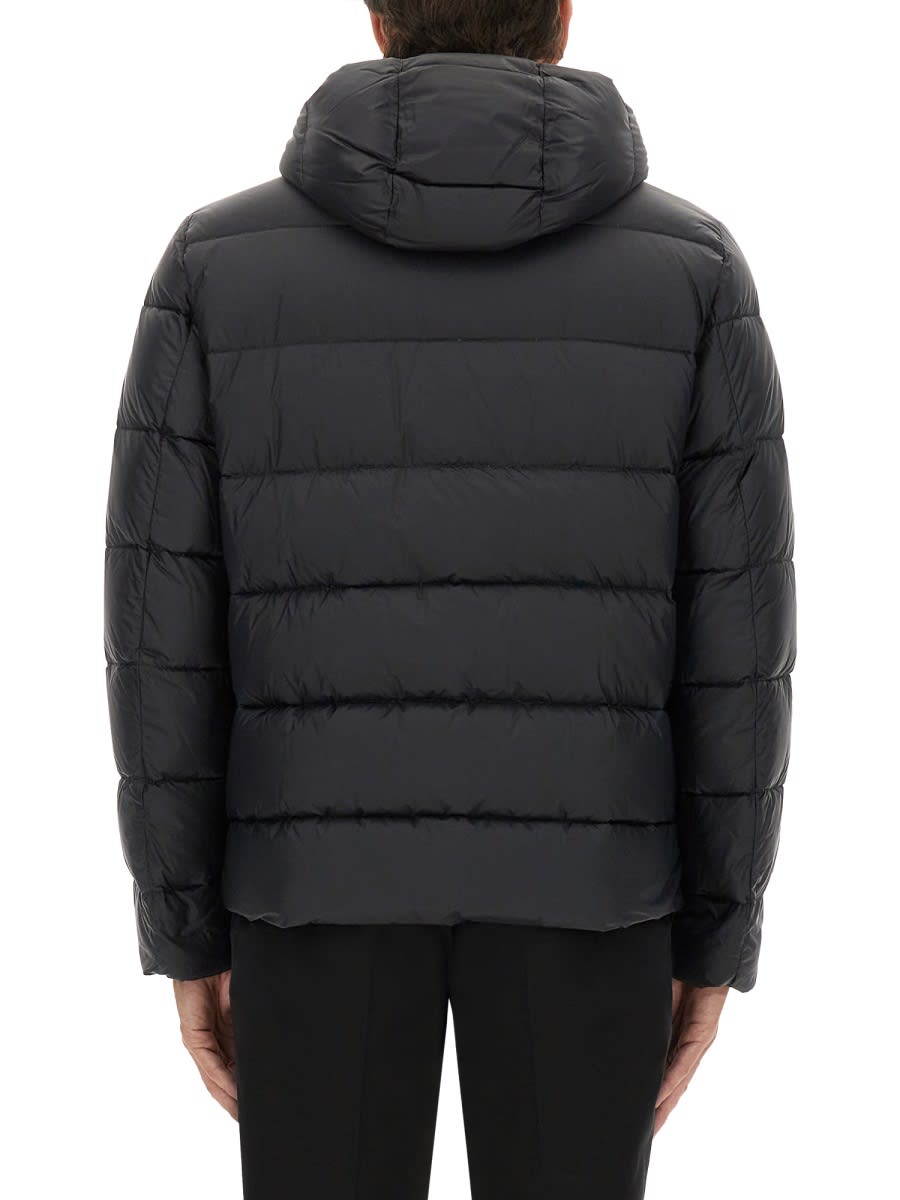 Fay Double Front Puffer Jacket With Hood And Matte Finish In Black
