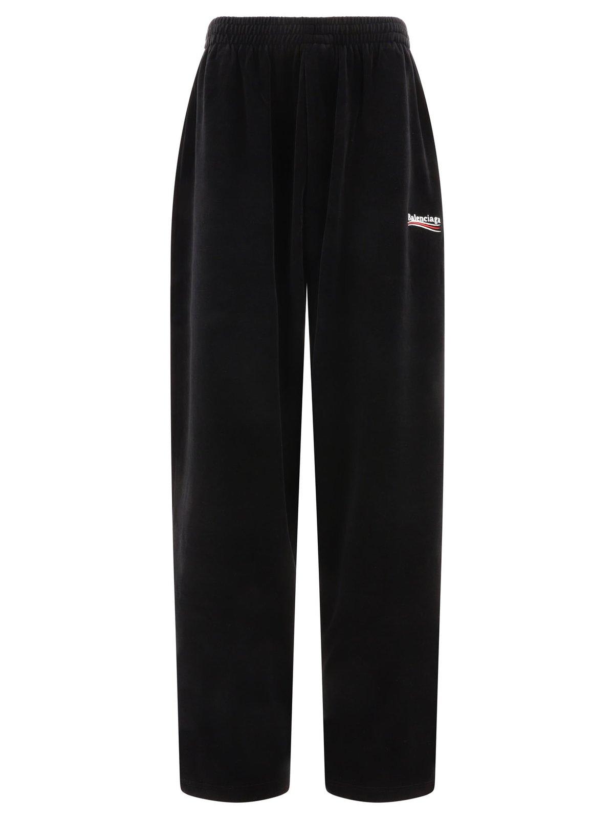 Shop Balenciaga Logo Embroidered Track Pants In Black