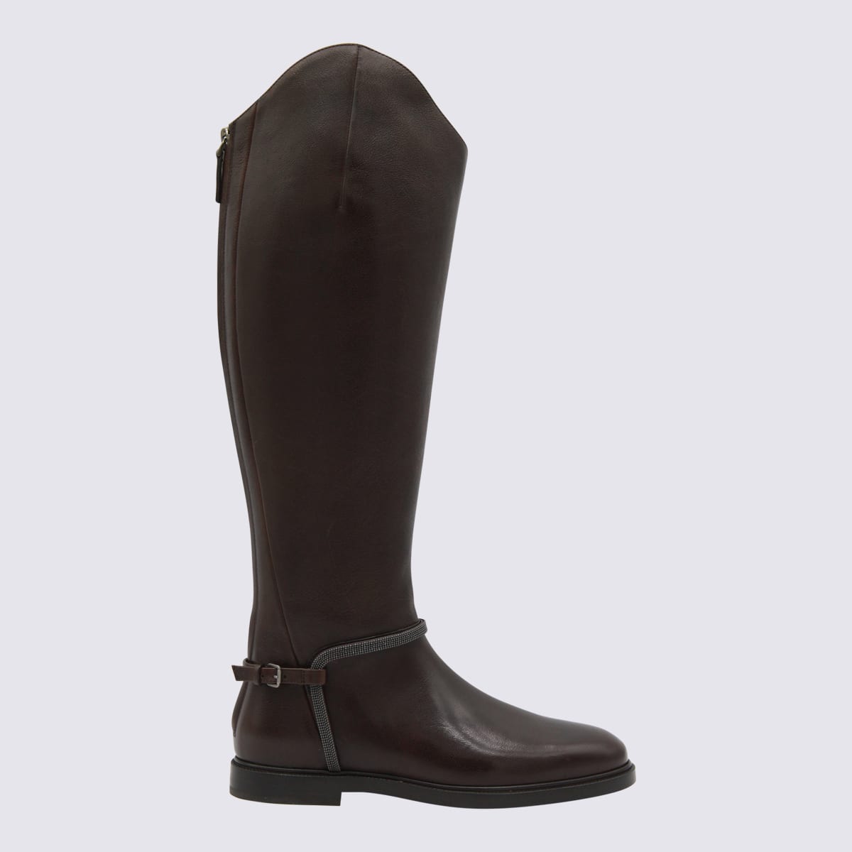 Brunello Cucinelli Dark Brown Leather Boots
