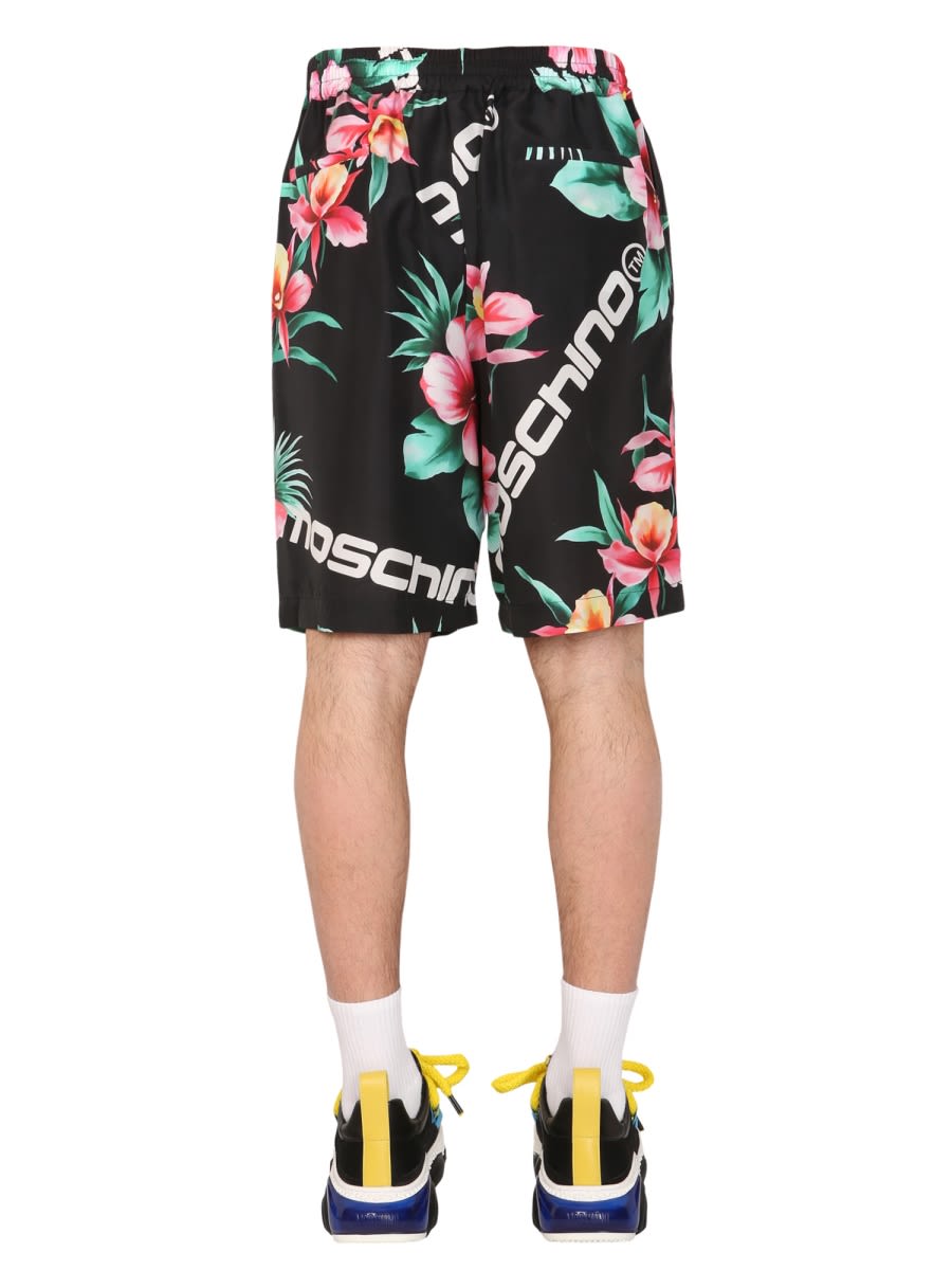 Shop Moschino Hibiscus Bermuda In Black