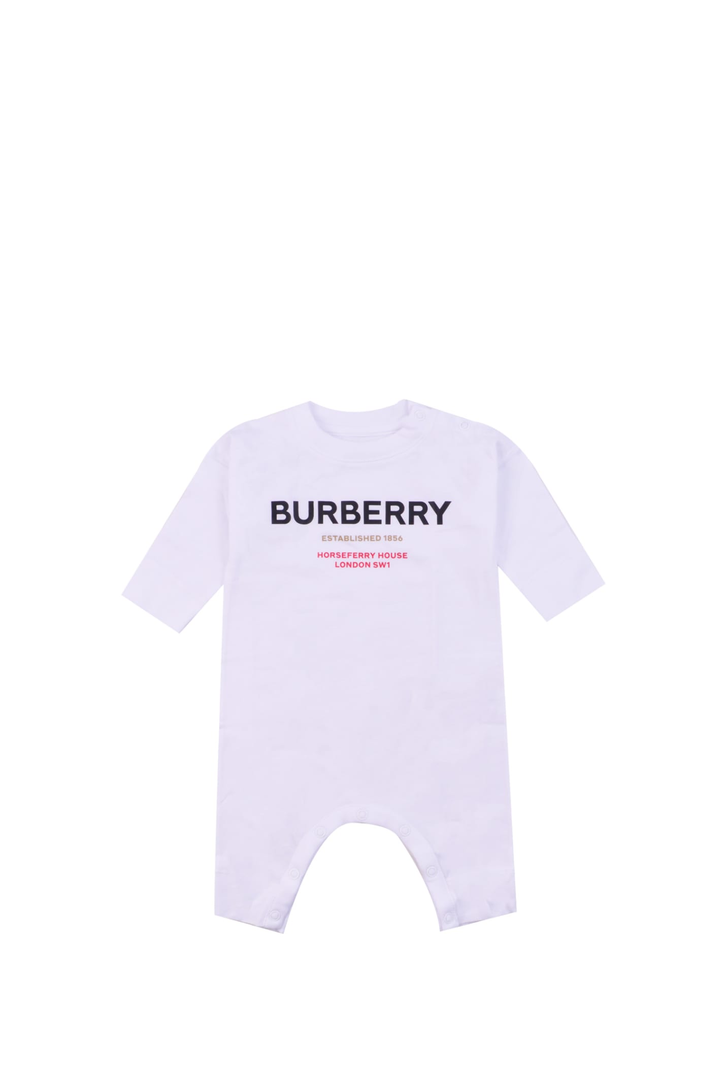 Burberry Babies' Cotton Romper With Print In White