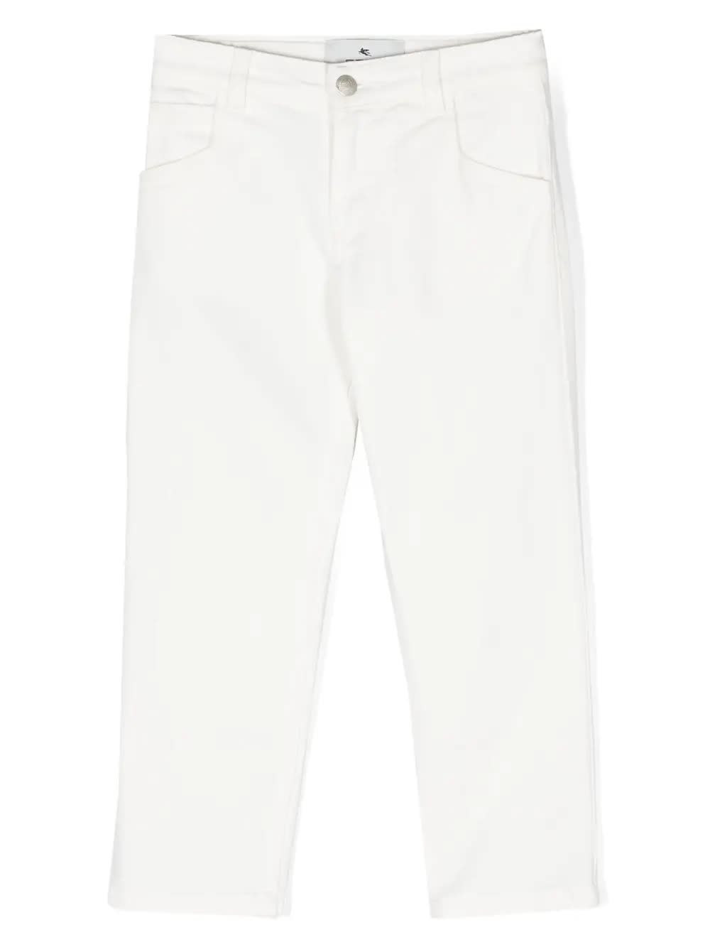 Shop Etro White Slim Fit Jeans With Logo