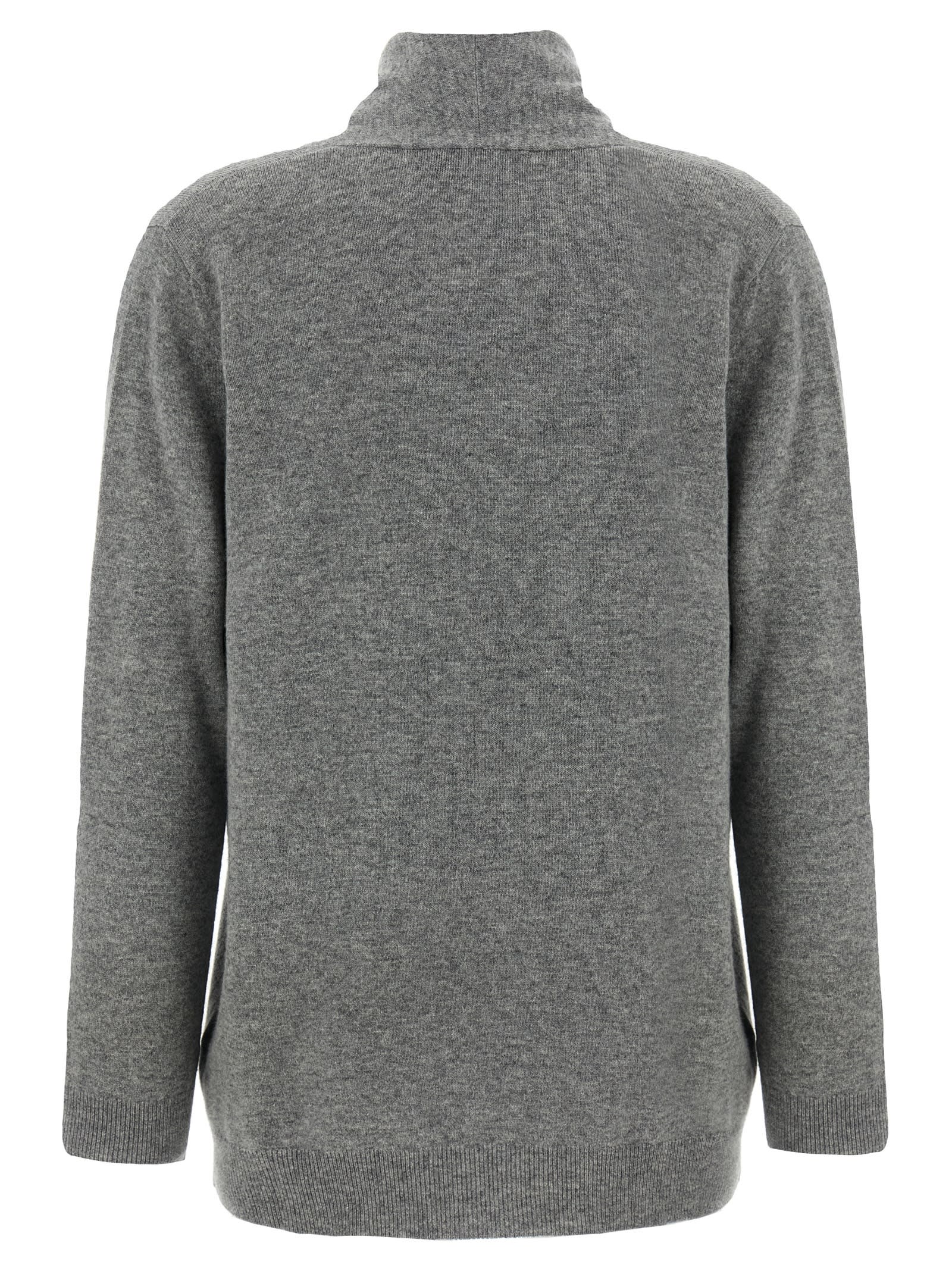 Fabiana Filippi Brooch Embellished Knit Cardigan In Gray