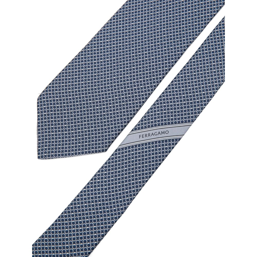 Ferragamo Patterned Tie In Blue