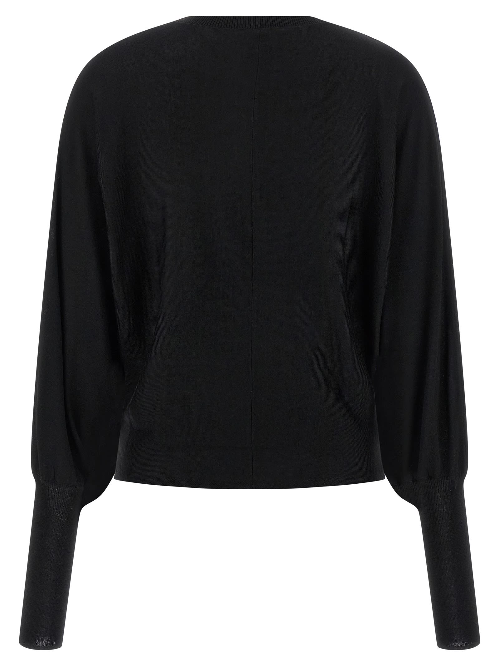 Nude Wool Sweater With Bat Sleeves In Black