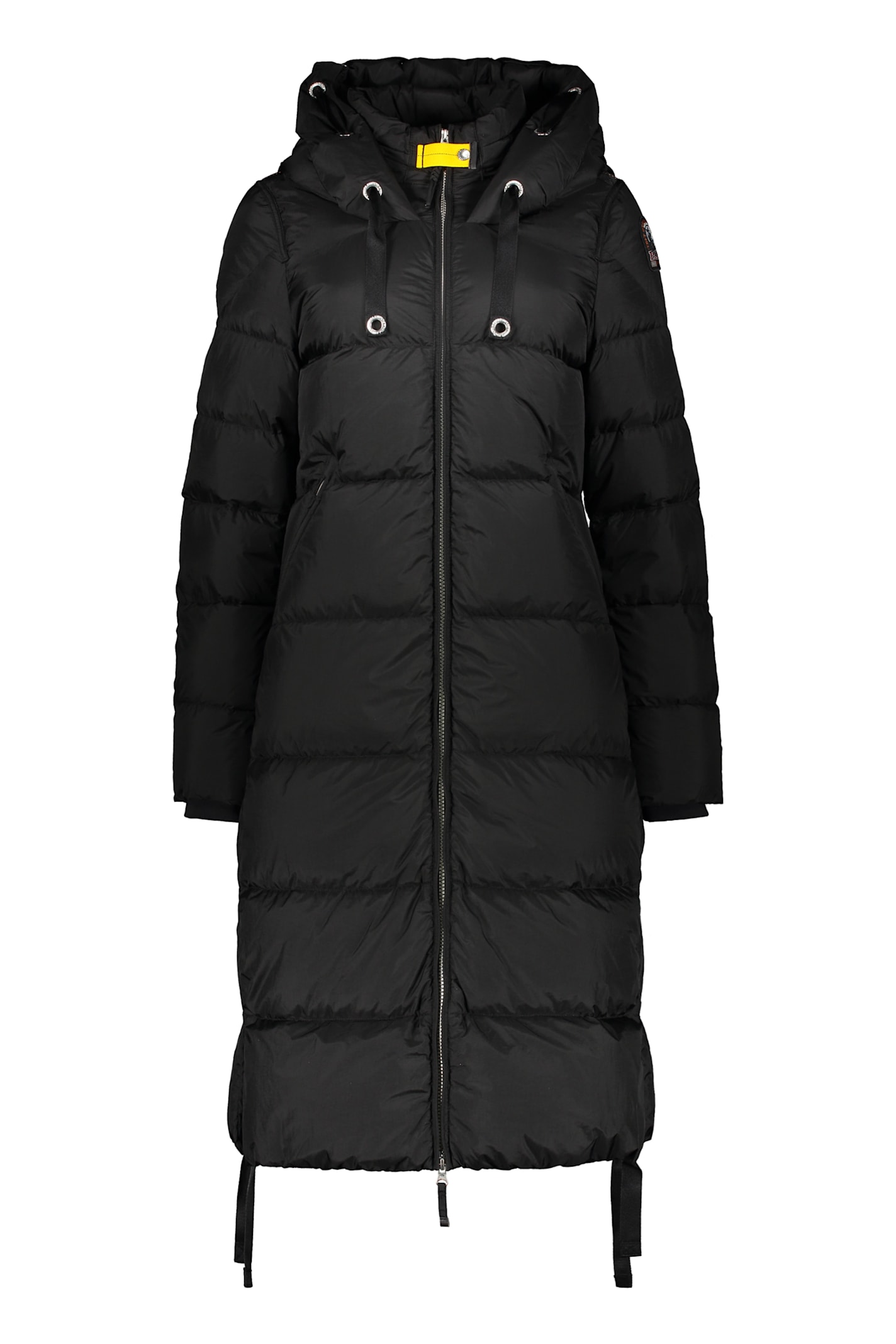 Parajumpers Long Black Puffer Jacket With Adjustable Hood In Black