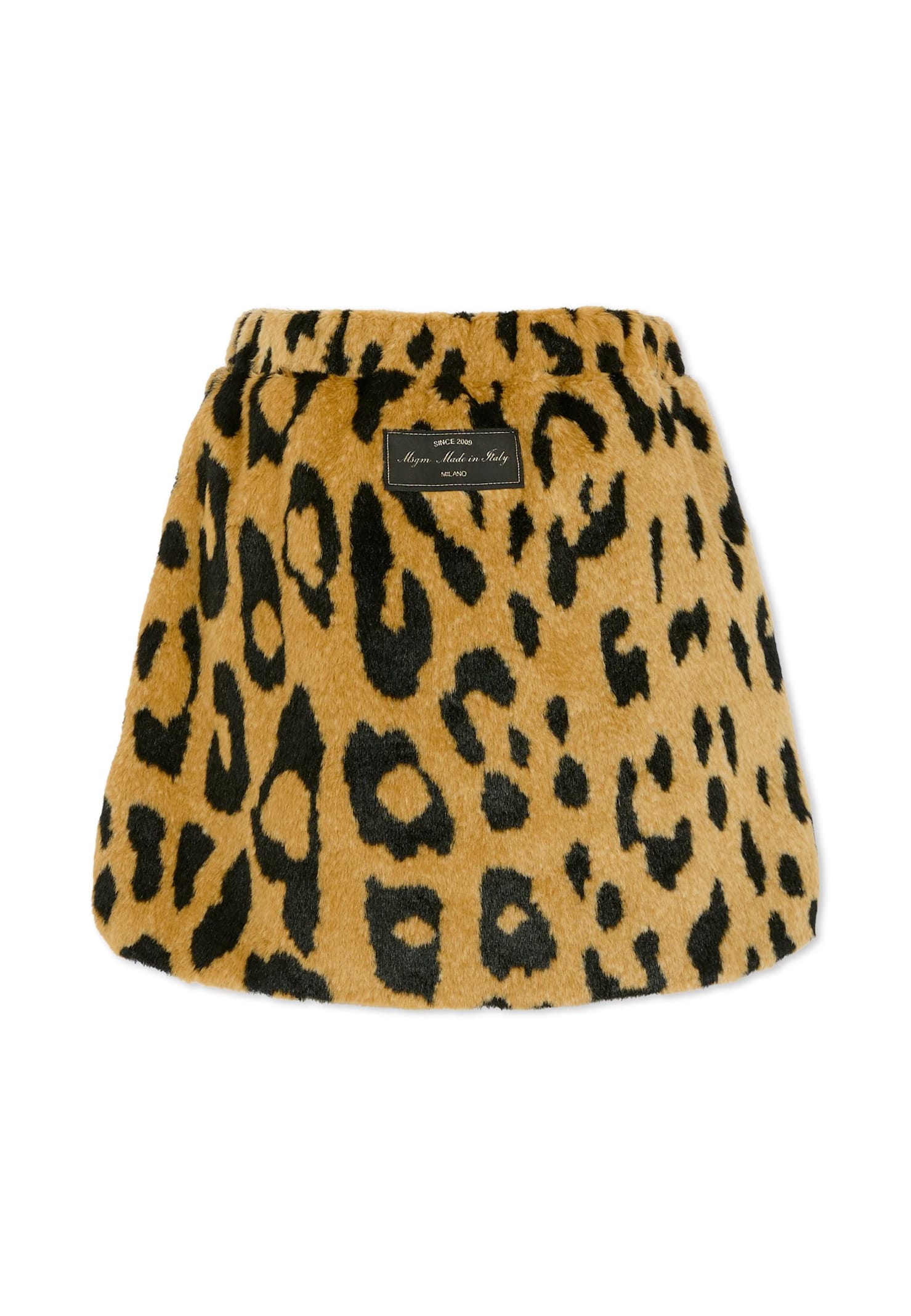 Msgm Brown Skirt For Girl With Spotted Print In Neutral