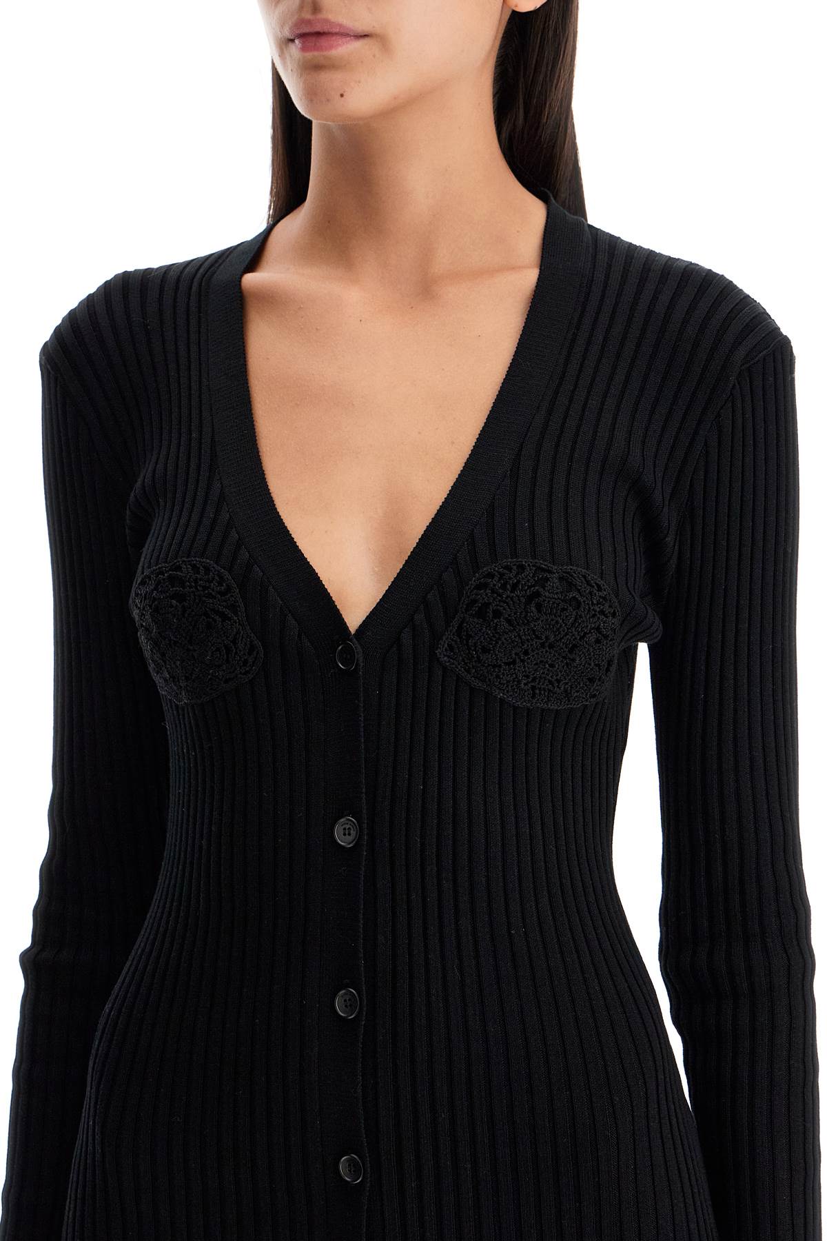 Shop Magda Butrym Crochet Cardigan Dress In Black (black)