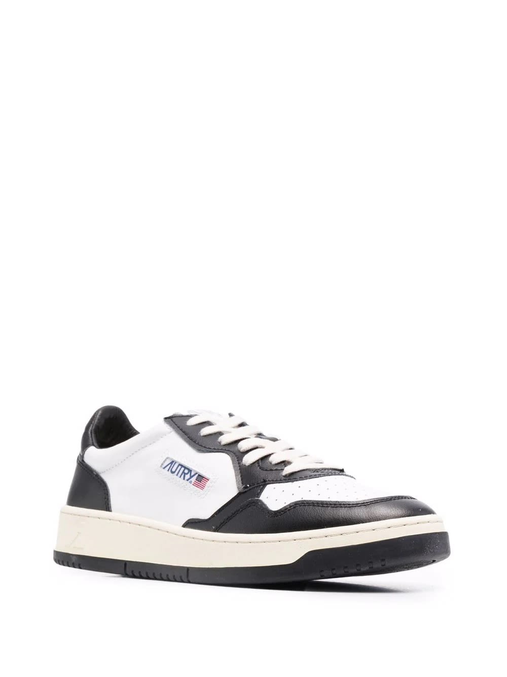 Shop Autry Black And White Two-tone Leather Medalist Low Sneakers