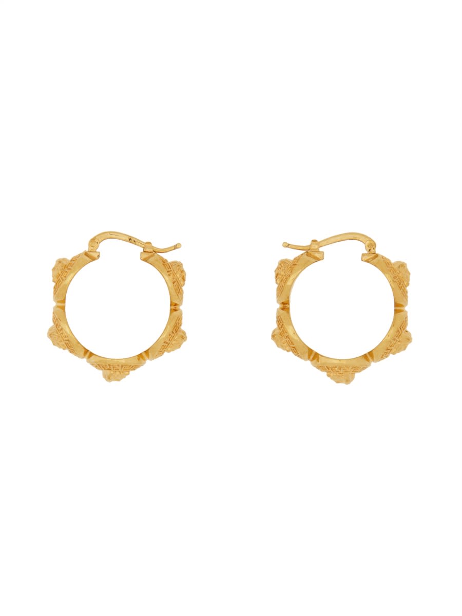 Shop Versace Medusa Tribute Hoop Earrings In Golden