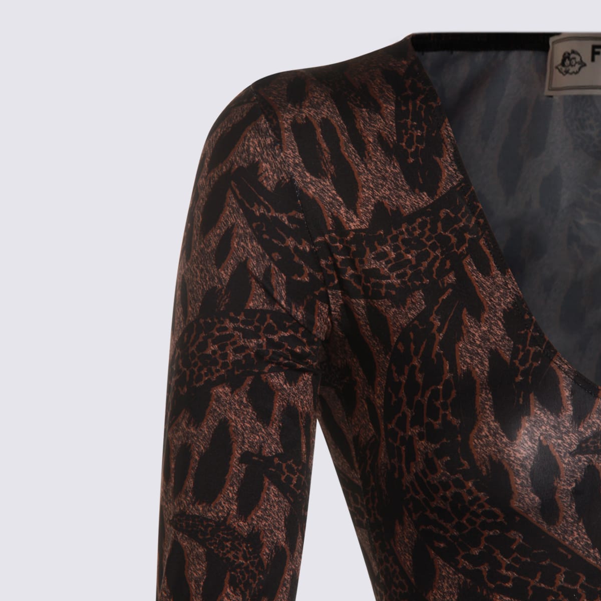 Fiorucci Long-sleeved Animal-print Bodie In Brown