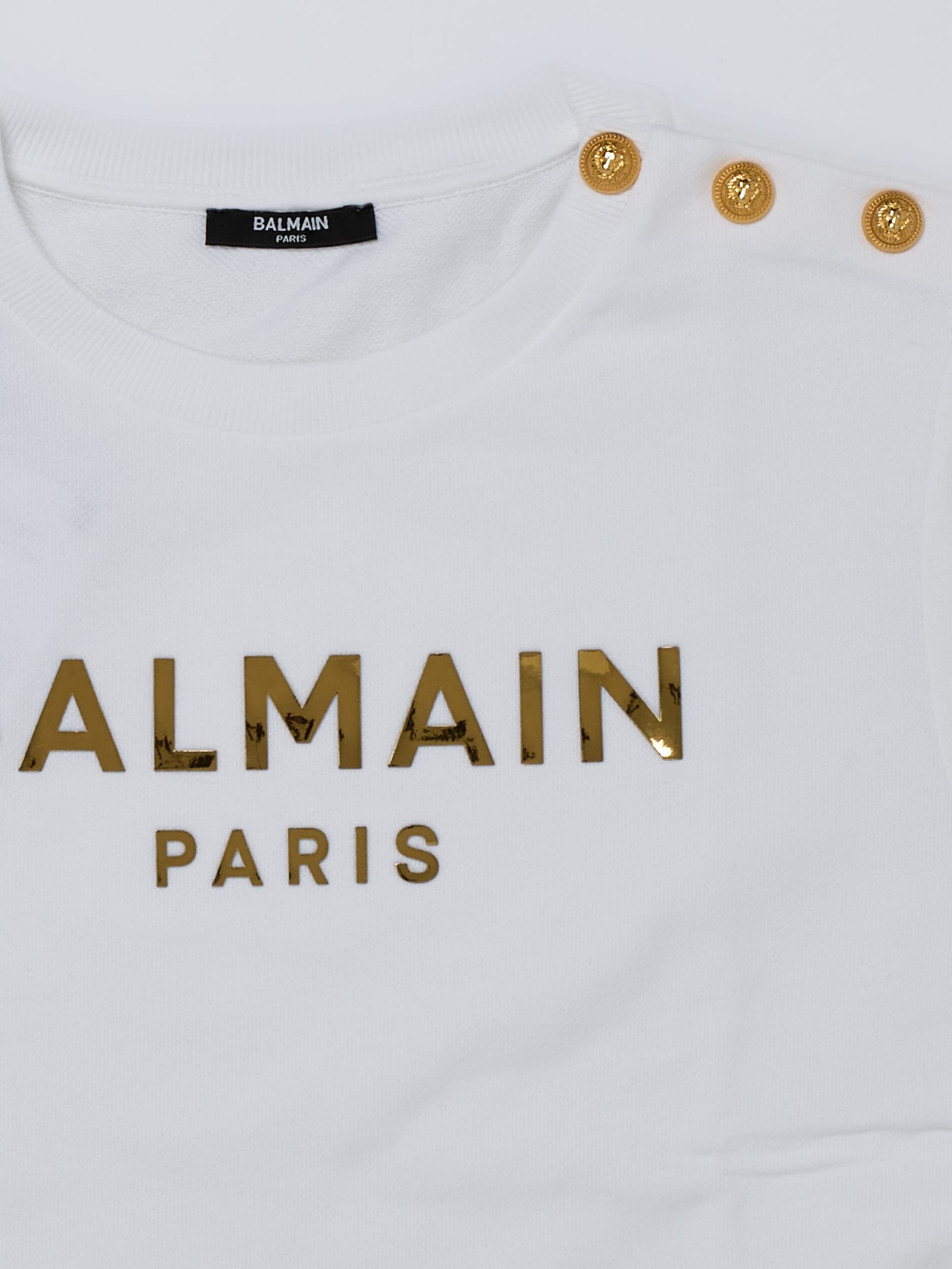 Shop Balmain Sweatshirt Sweatshirt In Bianco-oro