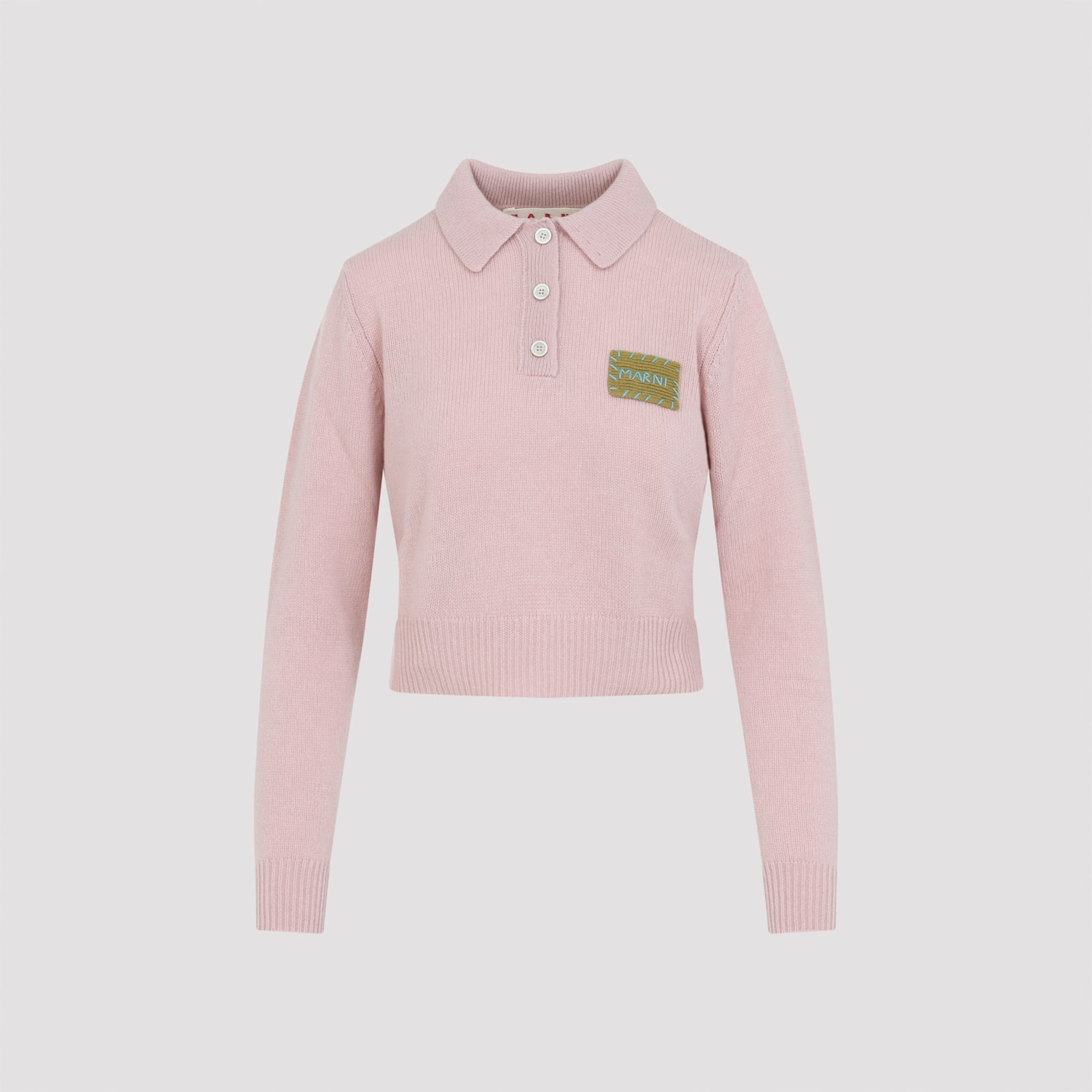 Marni Collared Top With Ribbed Cuffs And Hem In Pink
