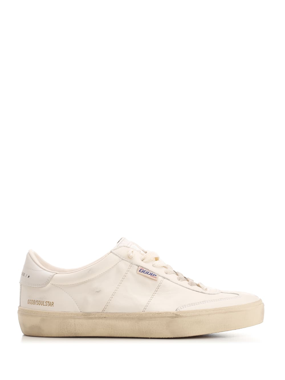 Golden Goose Soul Star Leather Low-top Sneakers With Used Effect In White