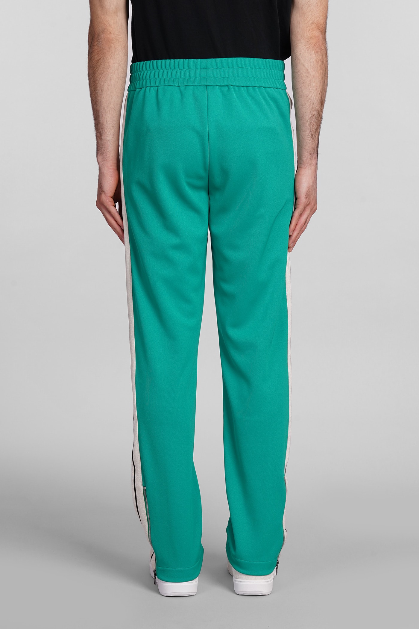 Shop Palm Angels Pants In Green Polyester