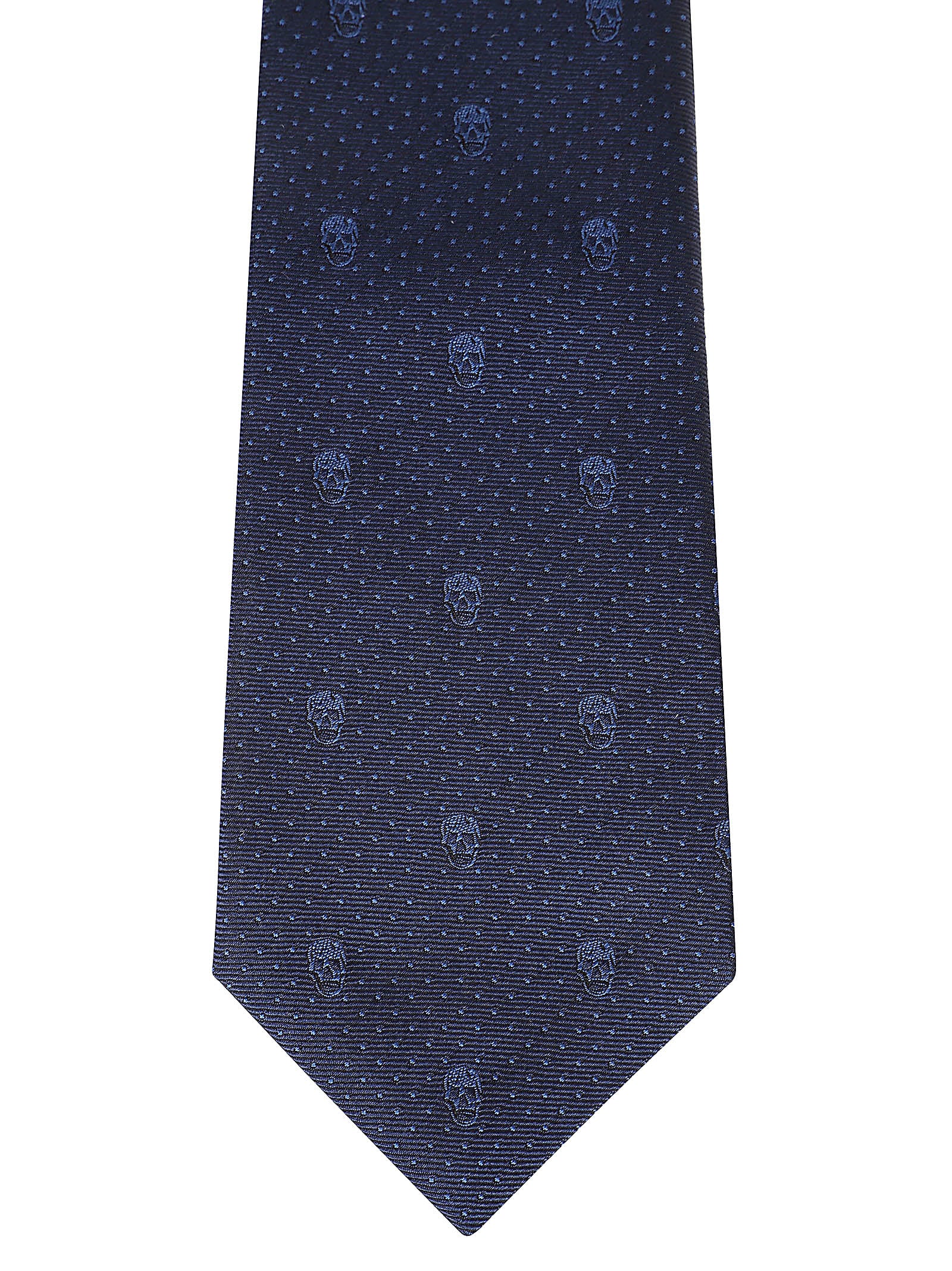 Shop Alexander Mcqueen Tie Skull Polka Dots In Navy Indigo