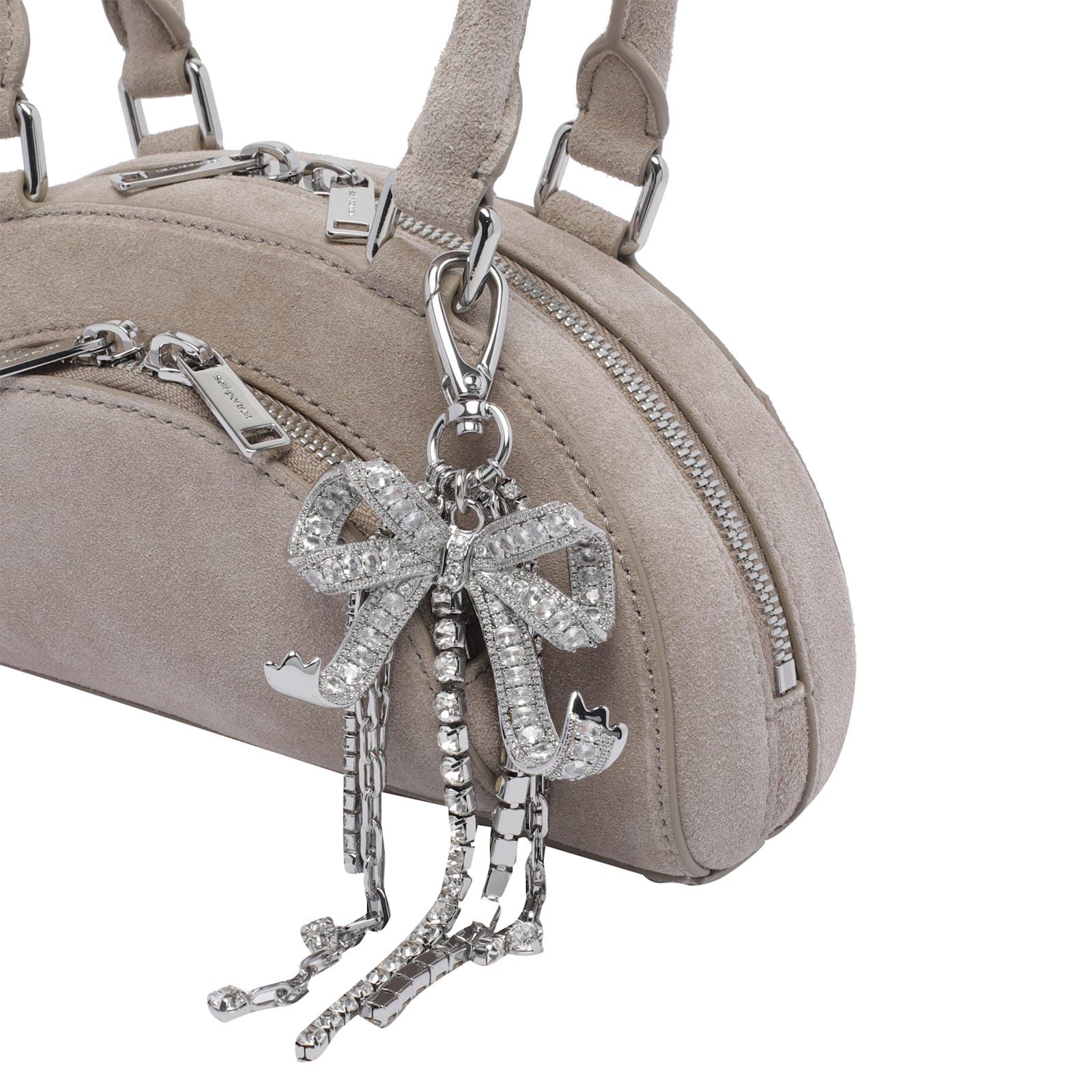 Self-portrait Mini Suede Bow Charm Shoulder Bag